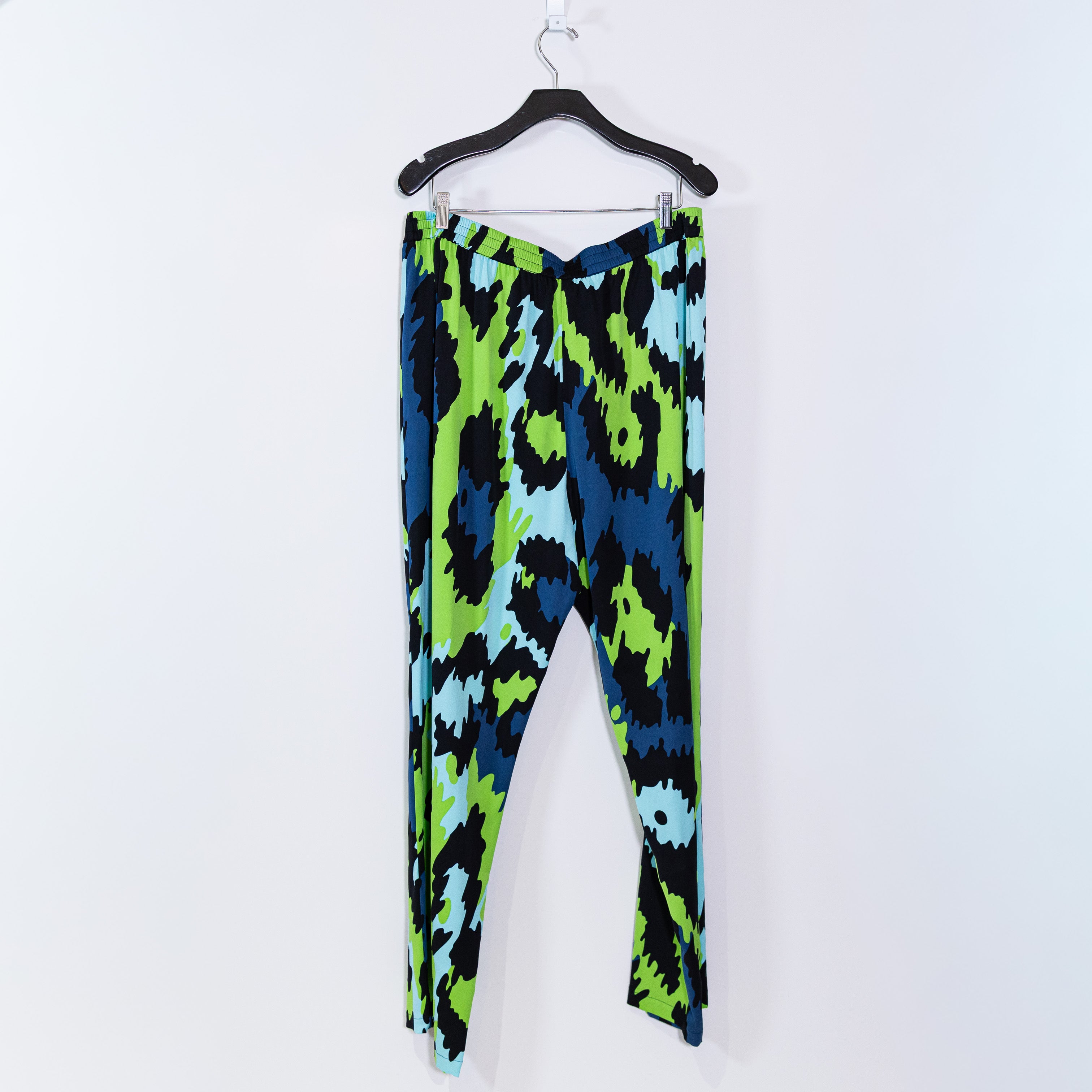 NEW Diane Von Furstenberg Diane Silk Satin Stretch Straight Leg Pants Jungle Cat