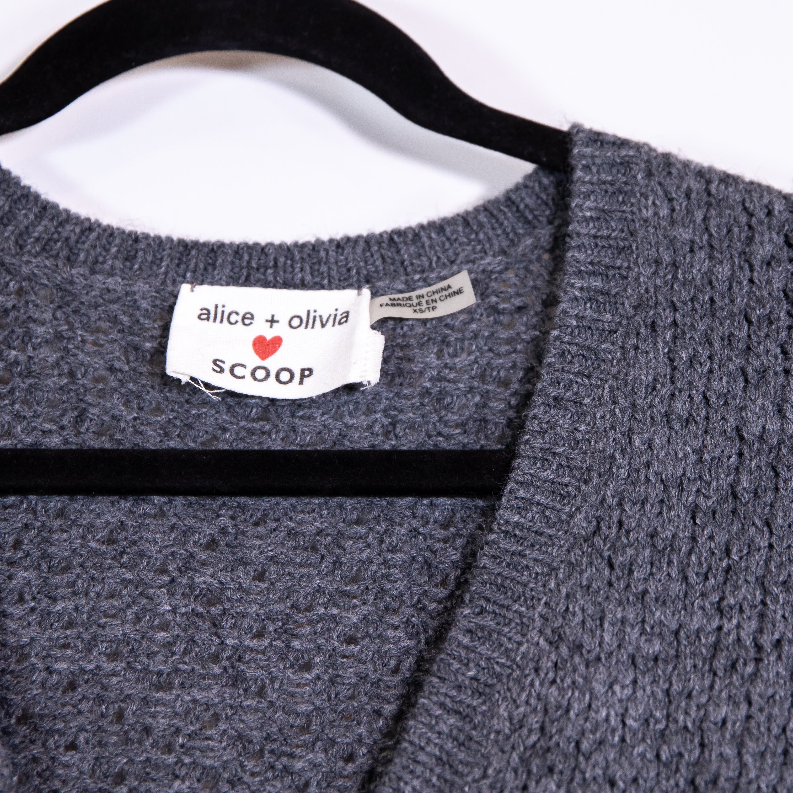 Alice And Olivia Wool Alpaca Blend Knit Stretch V Neck Pullover Sweater Dress XS