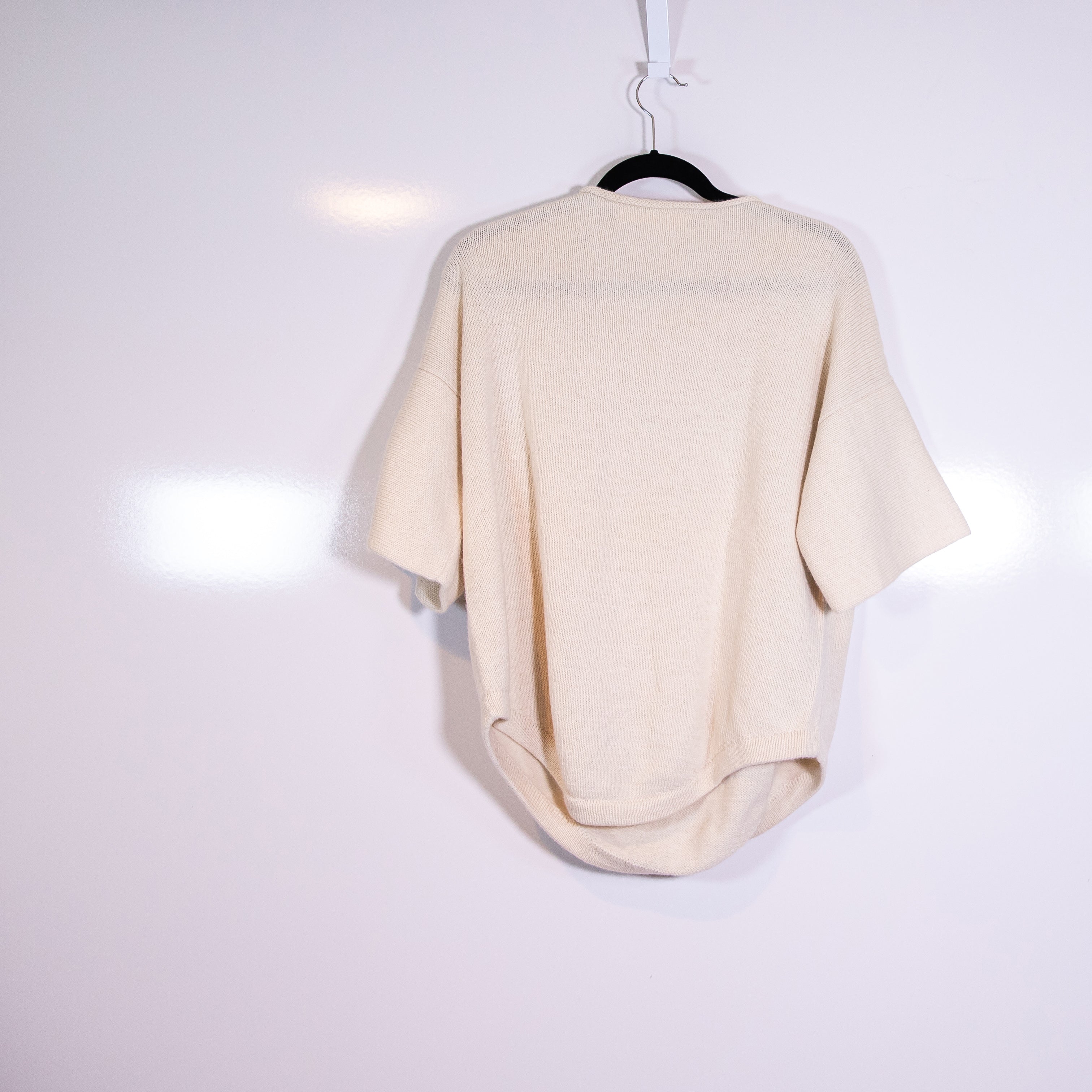 Lauren Manoogian Baby Alpaca Knit Crew Neck Short Sleeve Sweater Ivory Medium