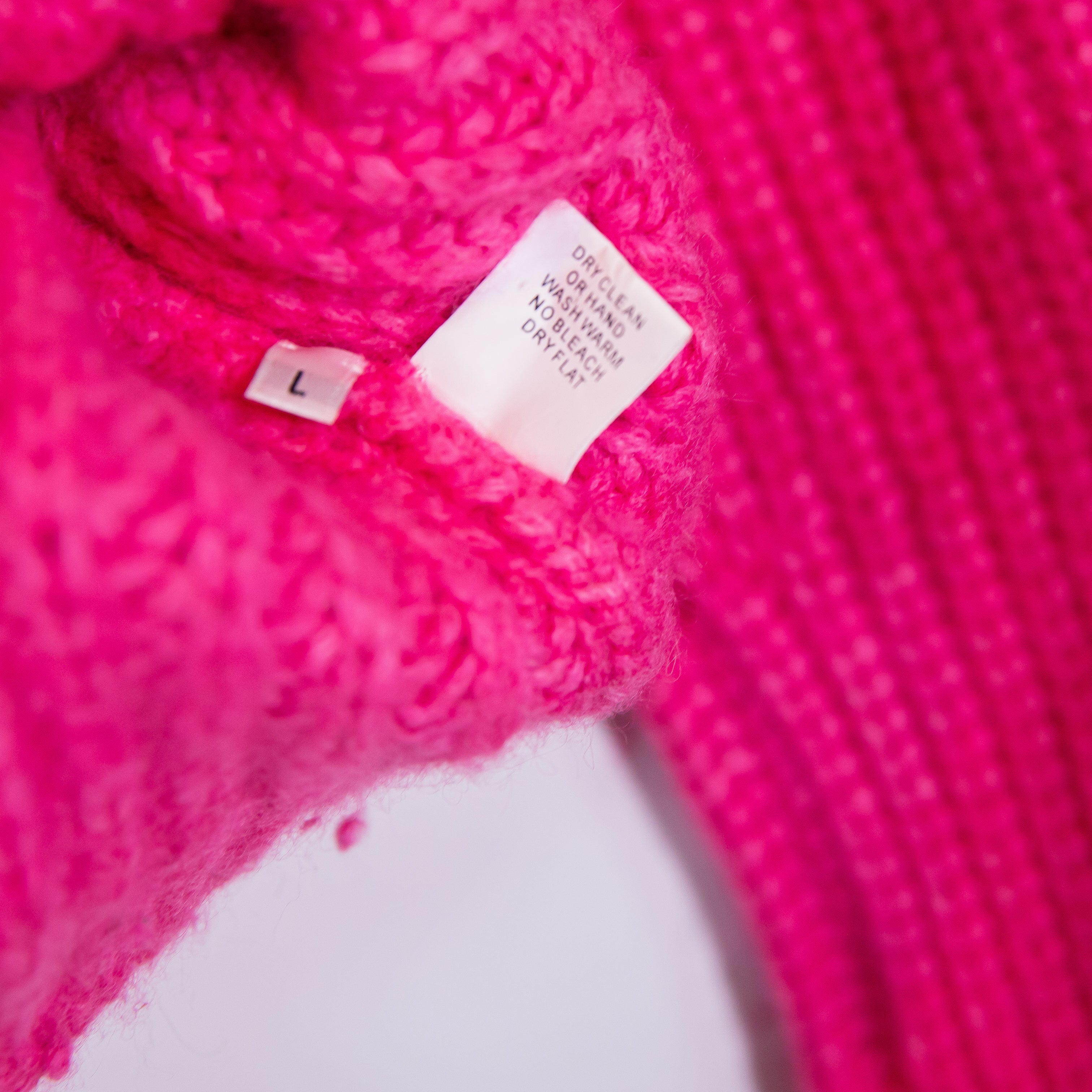 Ulla Johnson Kitty Alpaca Blend Ribbed Knit Stretch Pullover Sweater Neon Pink L