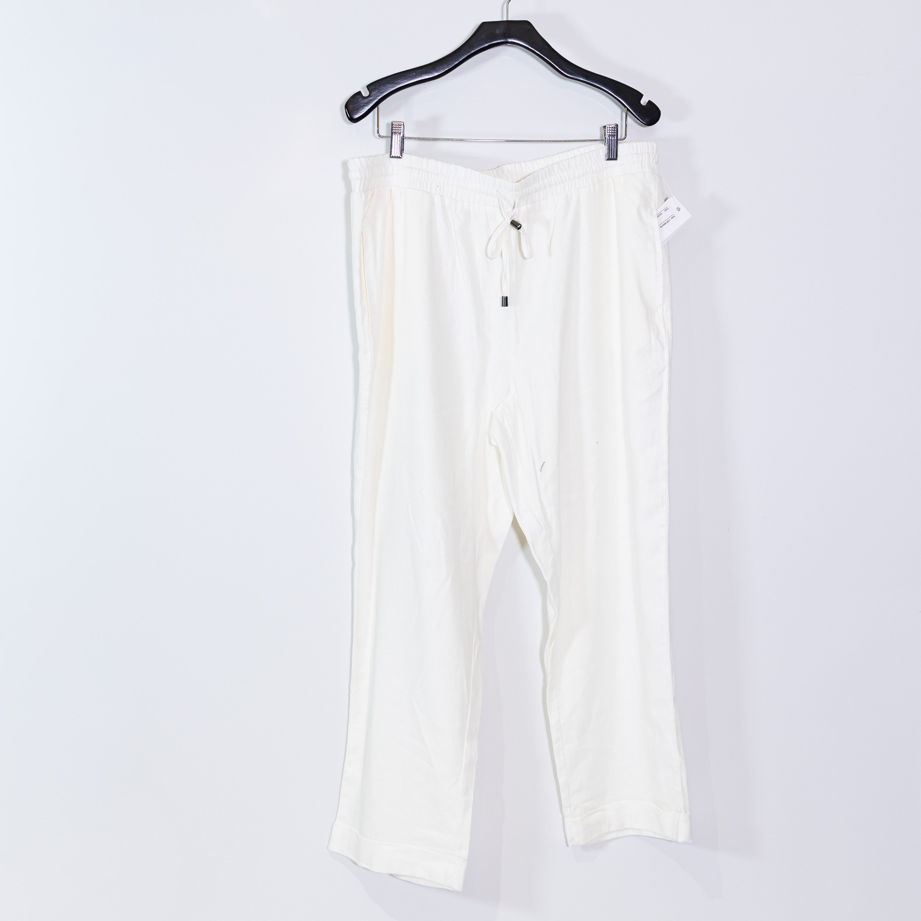 NEW Cable & Gauge Studio Linen Blend Stretch Straight Leg Trouser Pants Snow XL