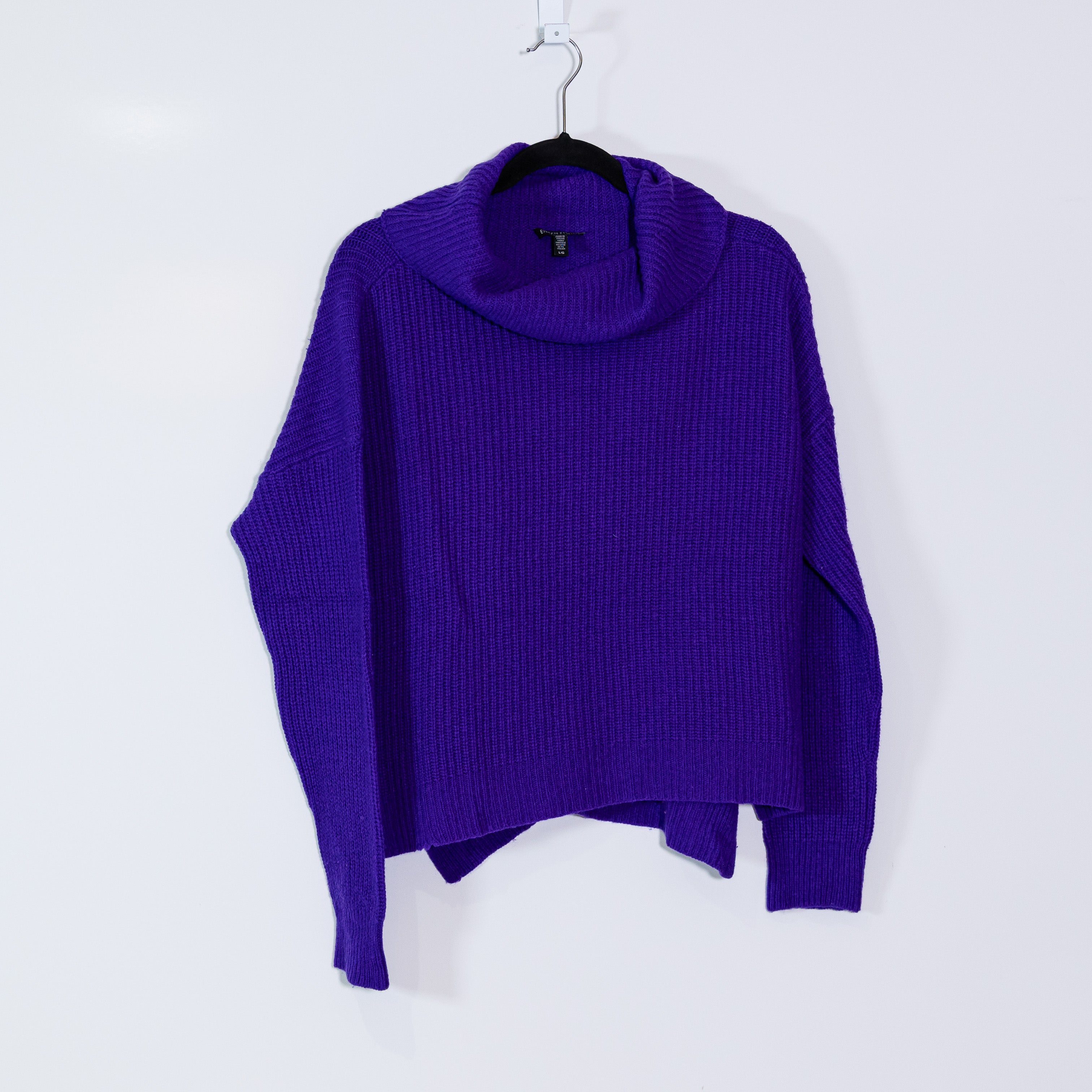 Eileen Fisher Yak Merino Wool Stretch Knit Turtleneck Pullover Sweater Purple L