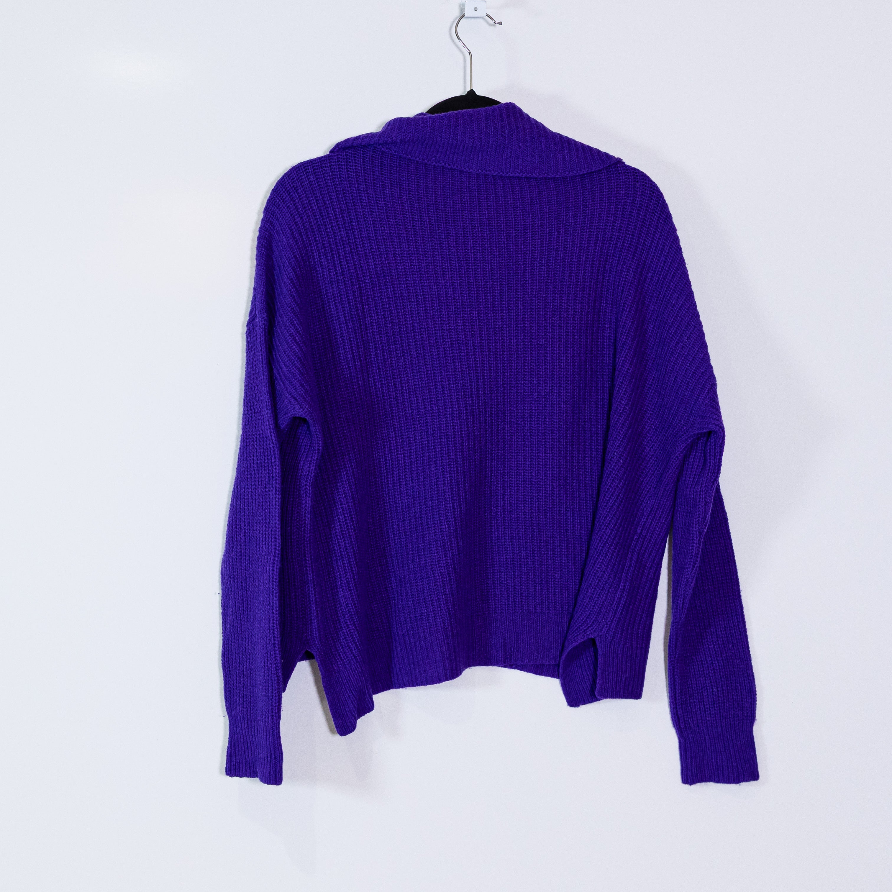 Eileen Fisher Yak Merino Wool Stretch Knit Turtleneck Pullover Sweater Purple L