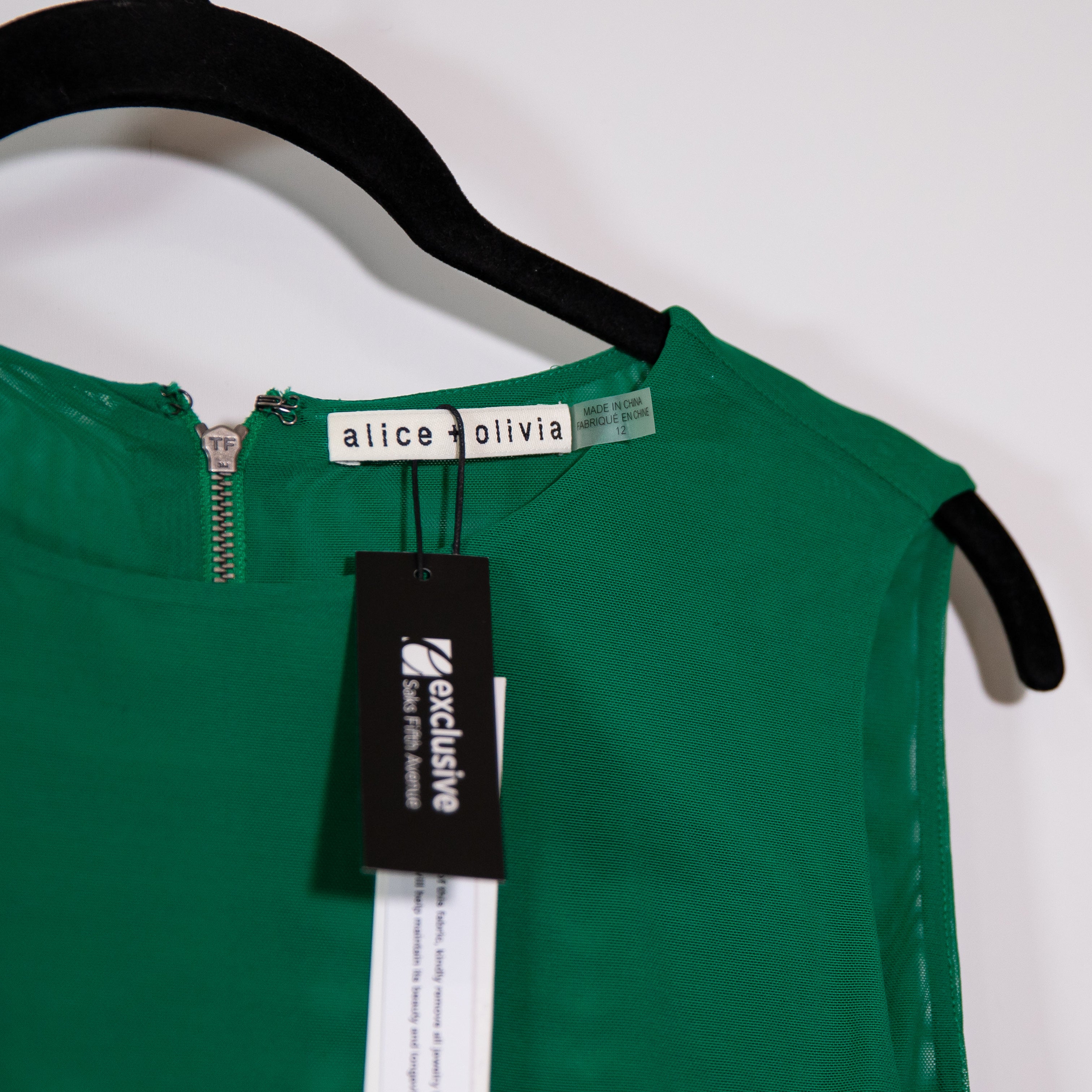 NEW Alice And Olivia Chara Croc Faux Vegan Leather Embossed Mini Dress Emerald