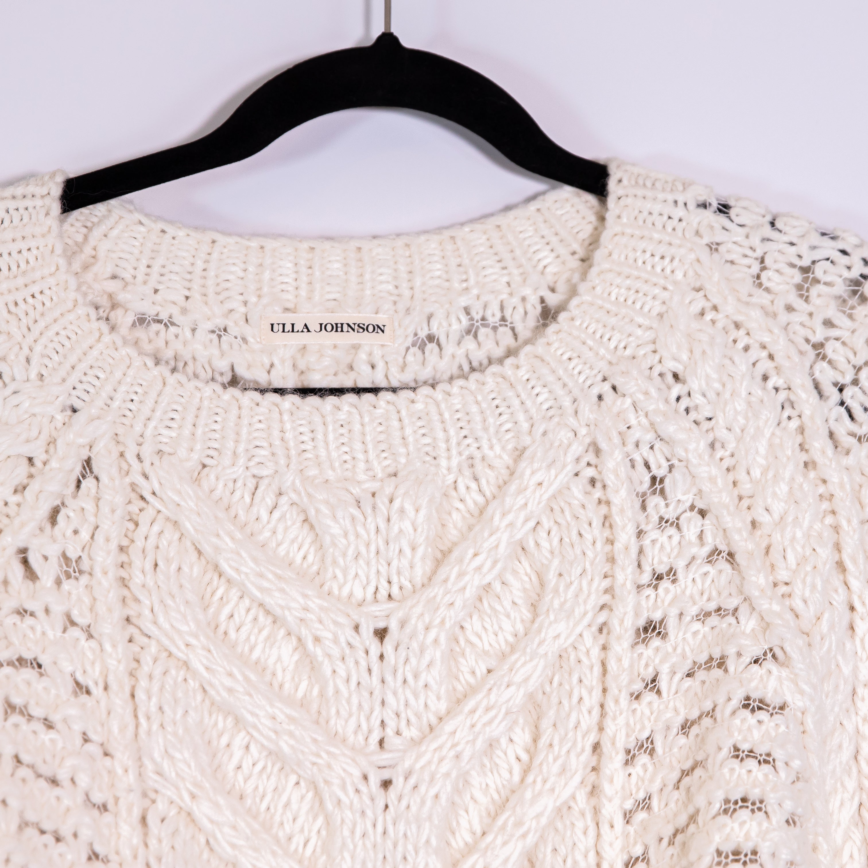 Ulla Johnson Women's Alpaca Wool Blend Knit Crew Neck Pullover Sweater Ivory L