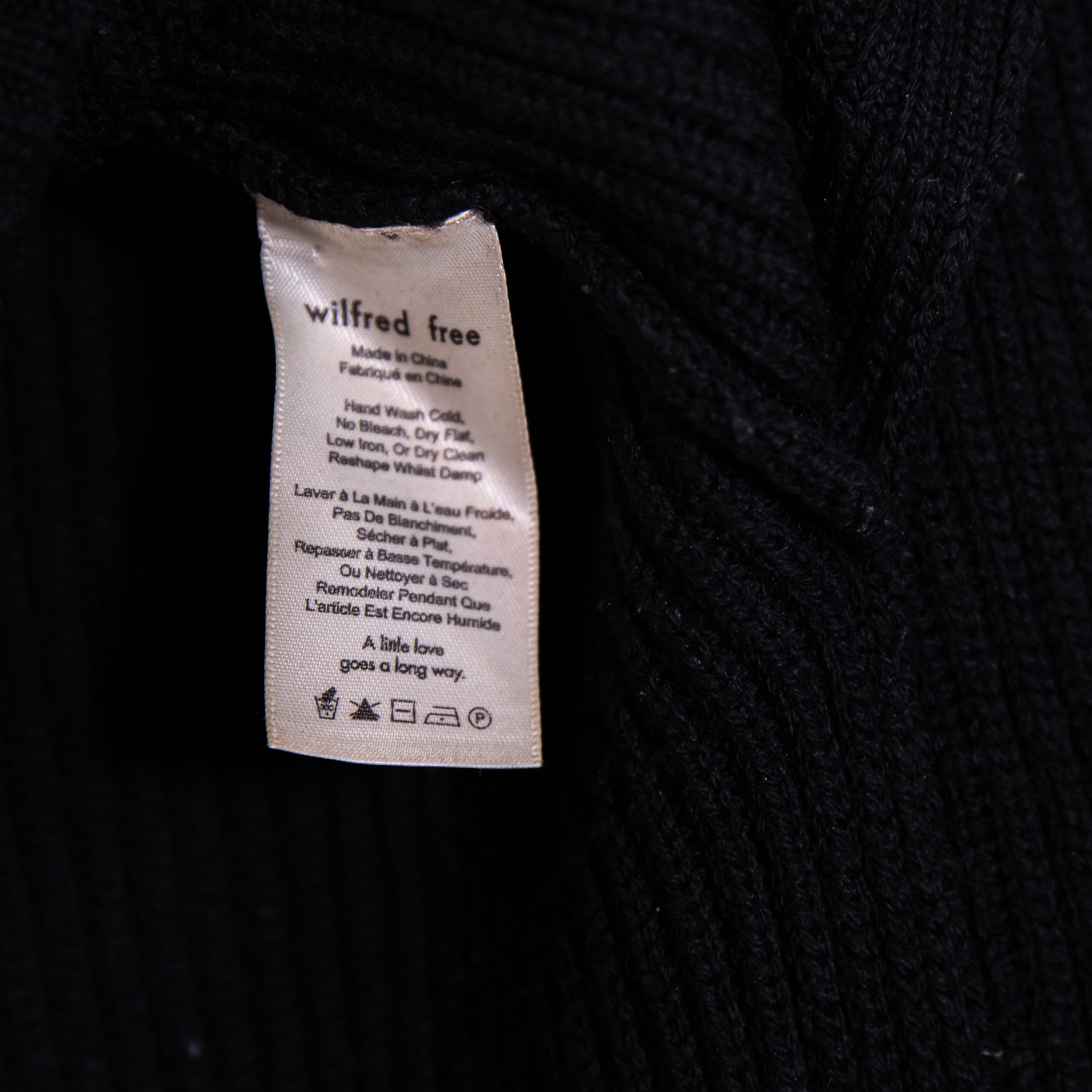 Wilfred Free Aritzia Lin Yarn Made In Italy Wool Knit Turtleneck Sweater Black S