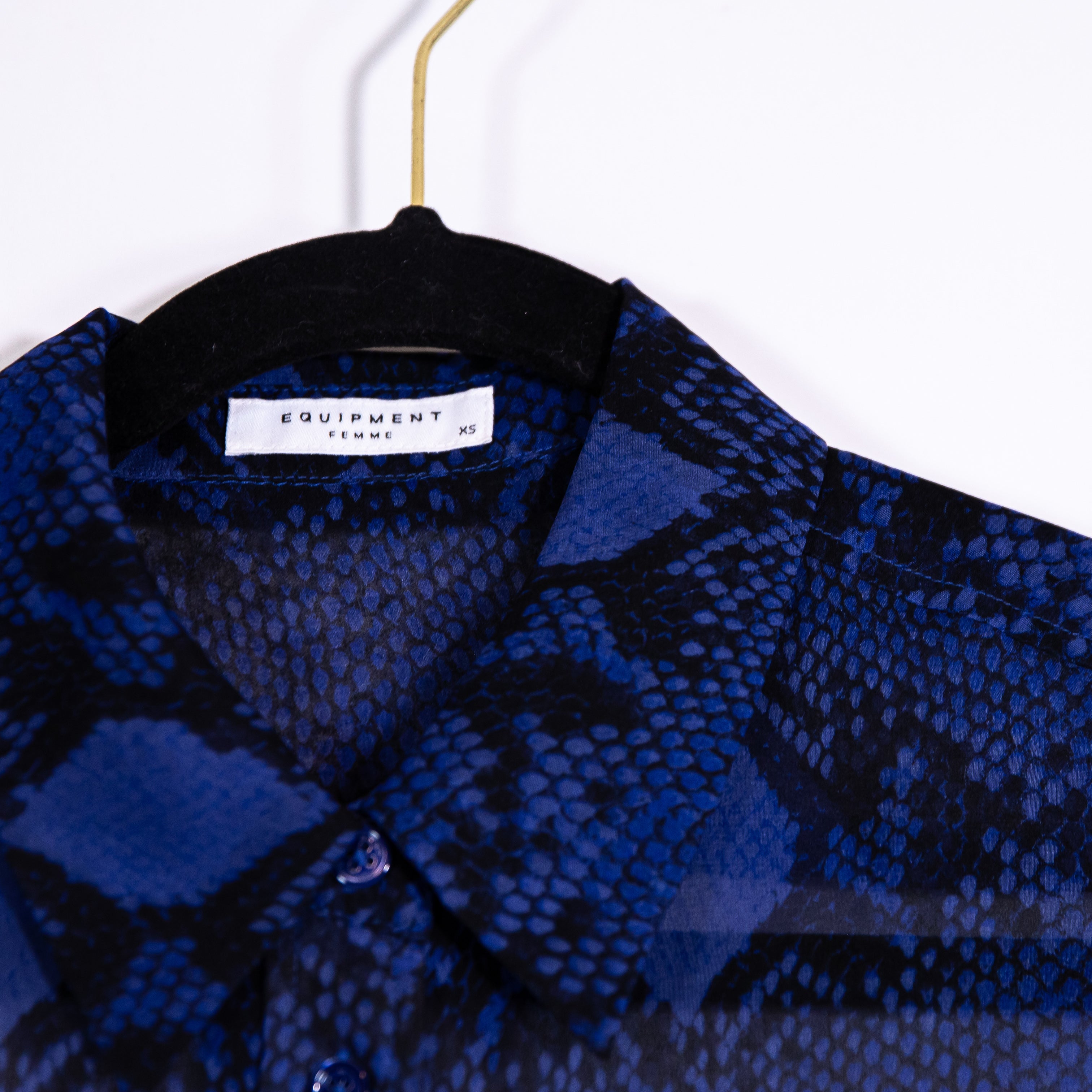 Equipment Femme Print Pattern Collared Button Down Silk Chiffon Sheer Blouse XS