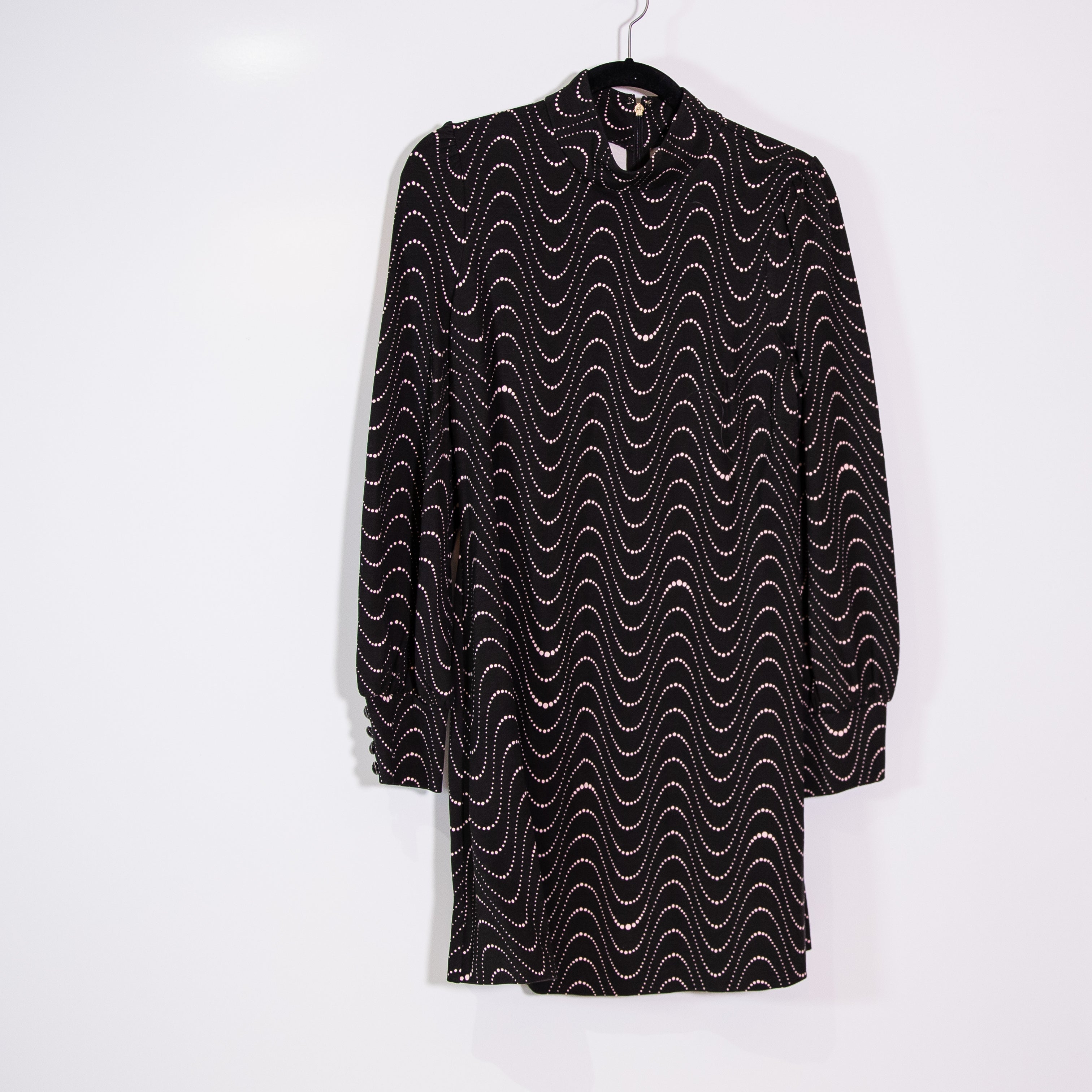 Kate Spade Wavy Dot Ponte Knit Stretch Mock Neck Pullover Dress Medium