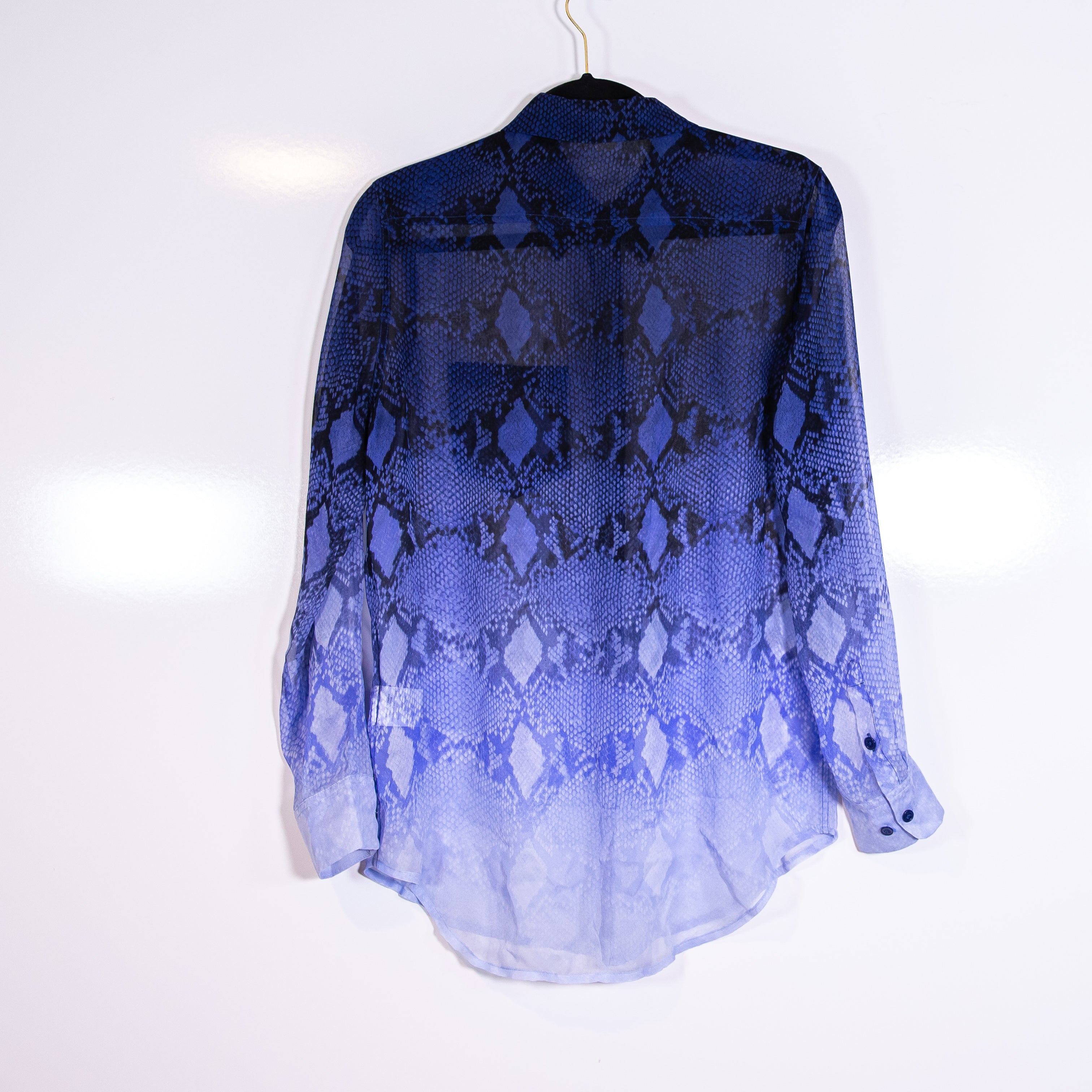 Equipment Femme Print Pattern Collared Button Down Silk Chiffon Sheer Blouse XS