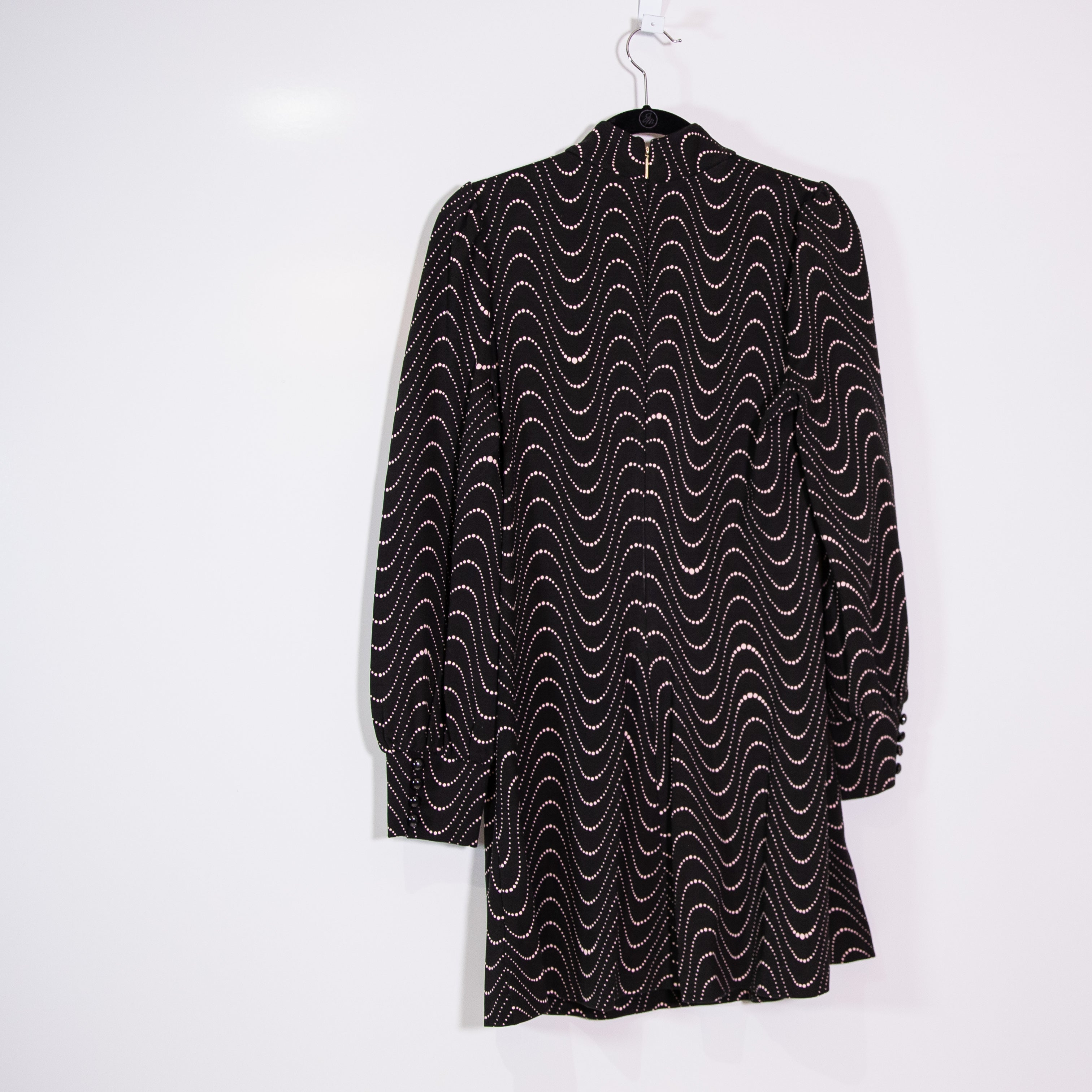 Kate Spade Wavy Dot Ponte Knit Stretch Mock Neck Pullover Dress Medium