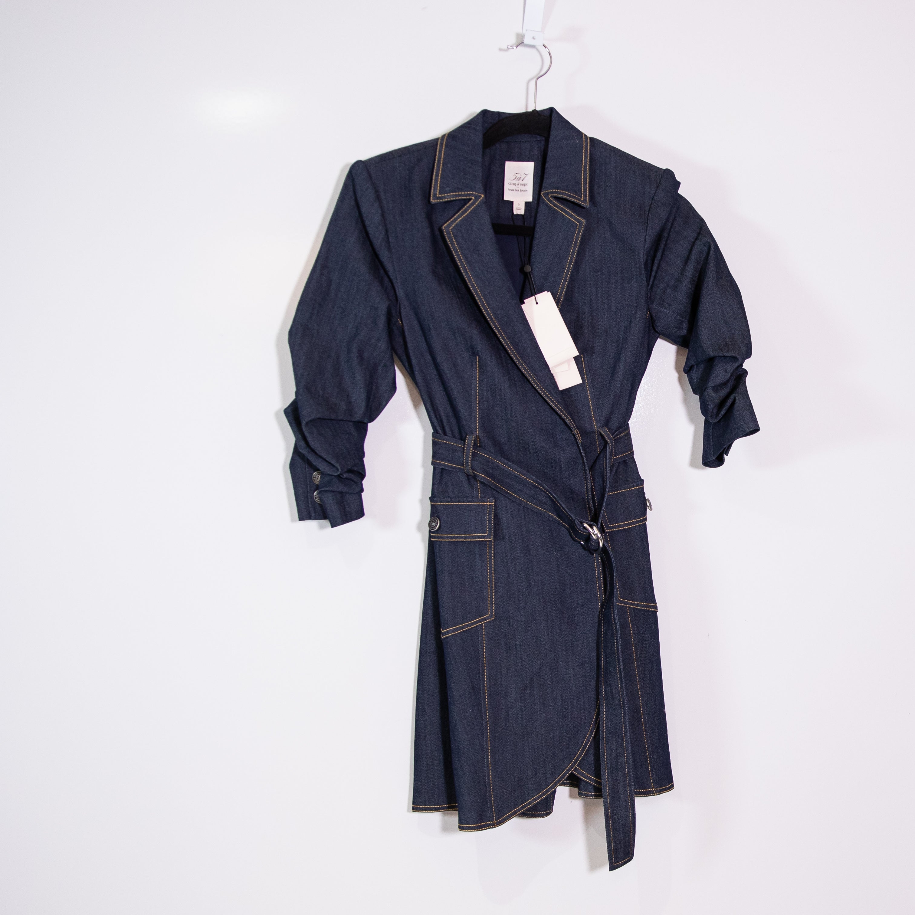 NEW Cinq A Sept Janessa Cotton Stretch Denim Jean Dress Indigo Blue 0