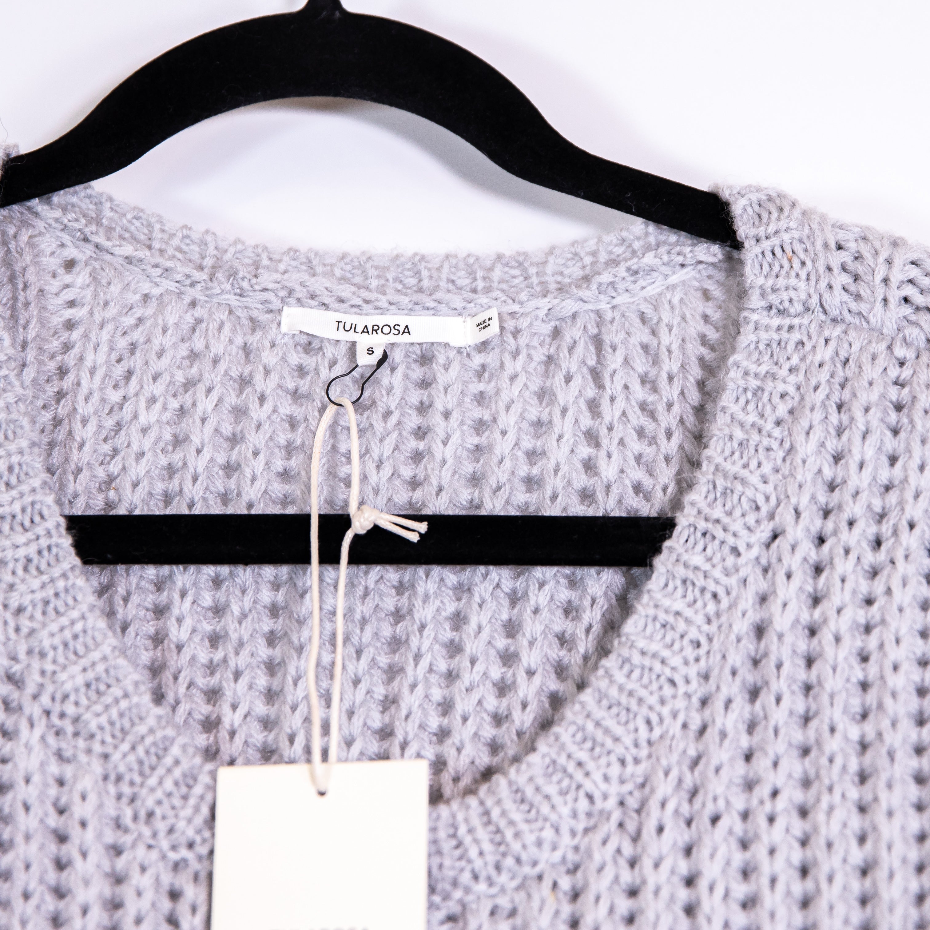 NEW Tularosa Wool Blend Knit Stretch Scoop Neck Pullover Mini Sweater Dress Gray