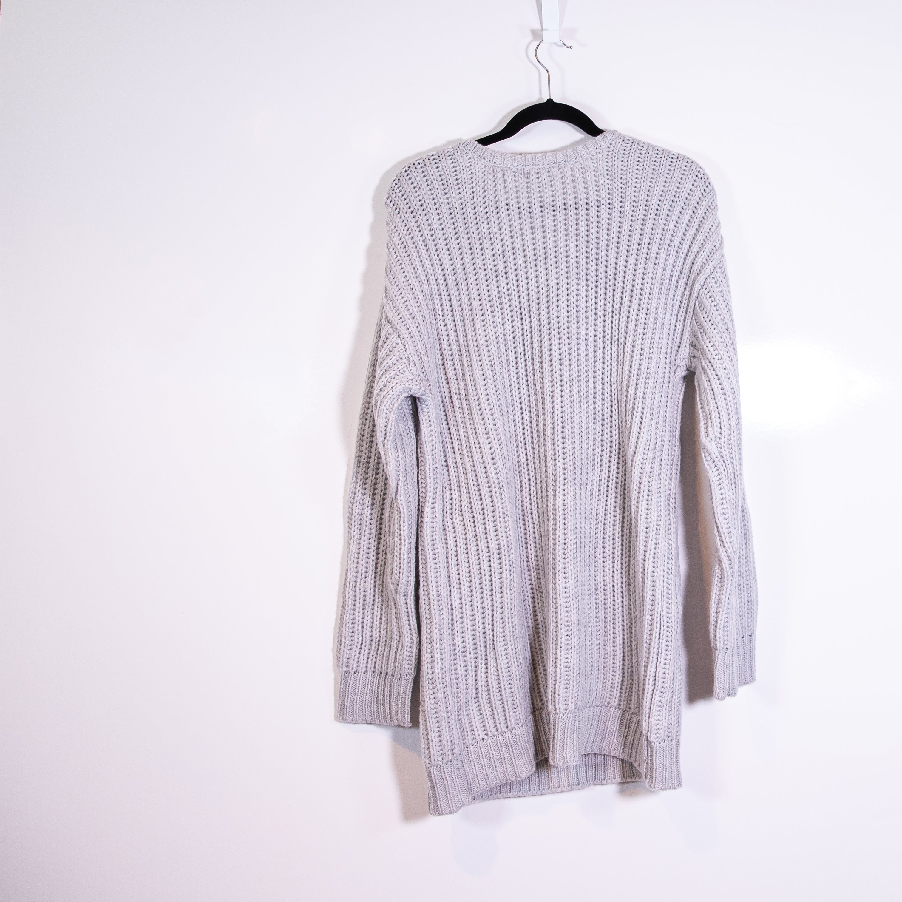 NEW Tularosa Wool Blend Knit Stretch Scoop Neck Pullover Mini Sweater Dress Gray