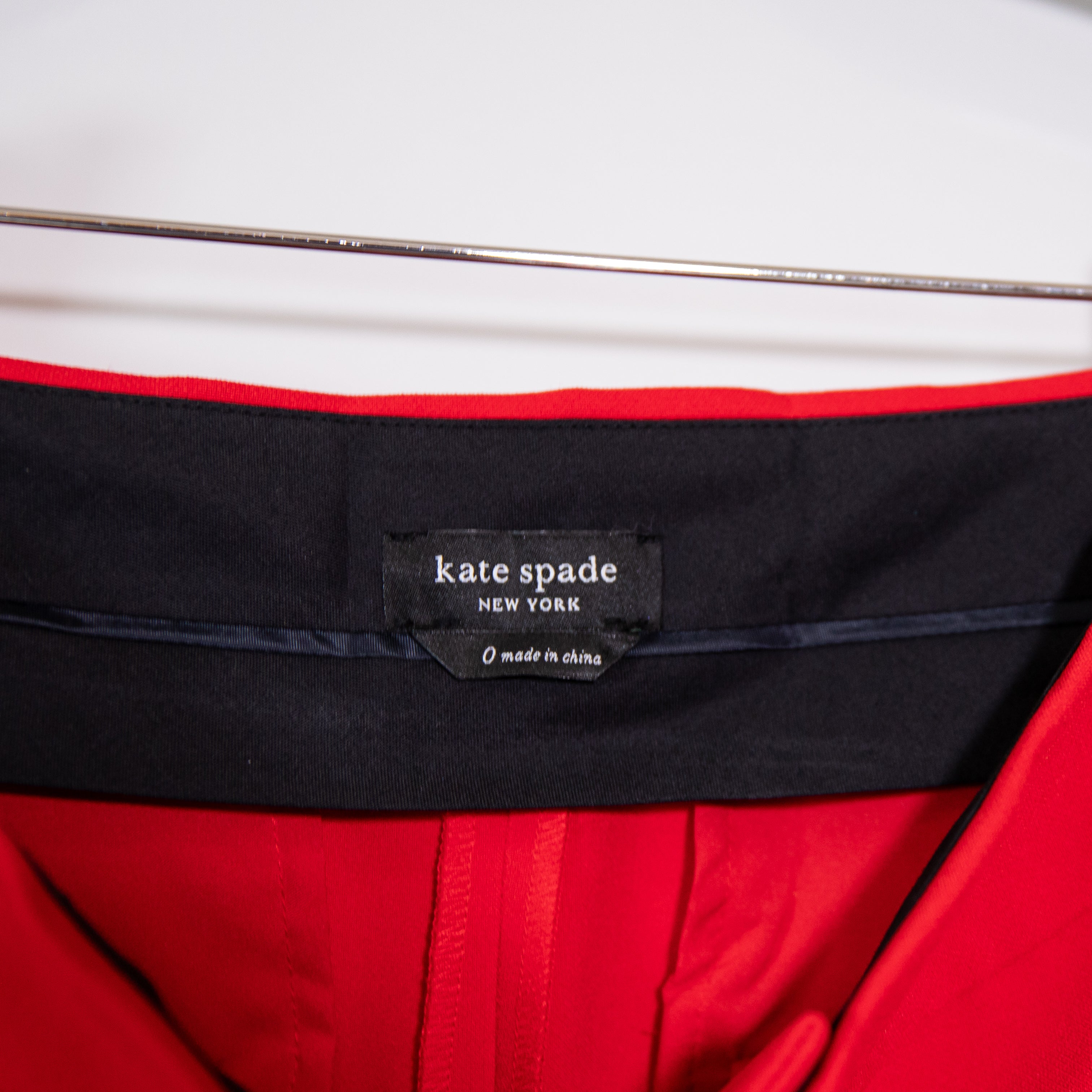 Kate Spade Women's Twill Woven Straight Leg Ankle Crop Trouser Pants Solid Red 0