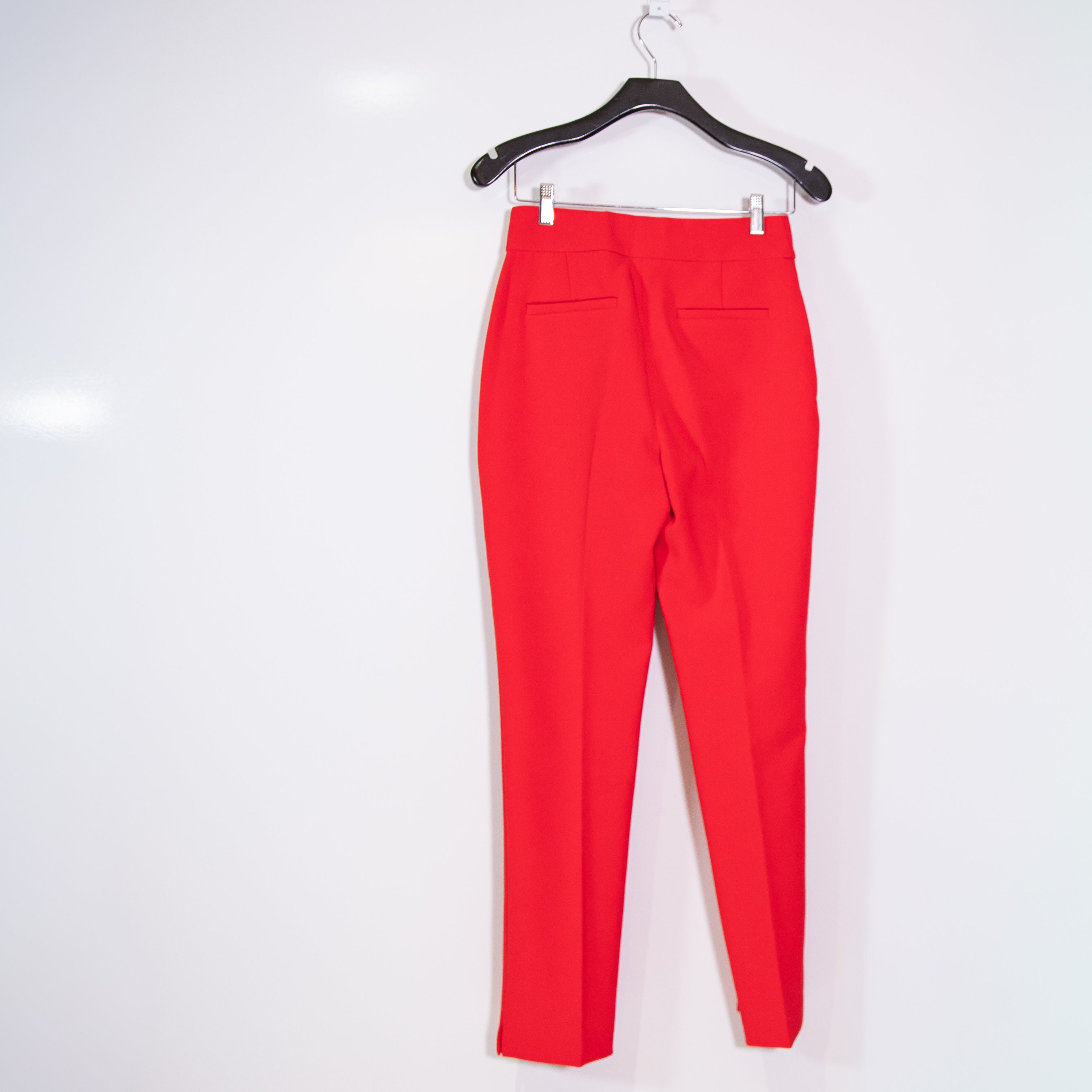 Kate Spade Women's Twill Woven Straight Leg Ankle Crop Trouser Pants Solid Red 0