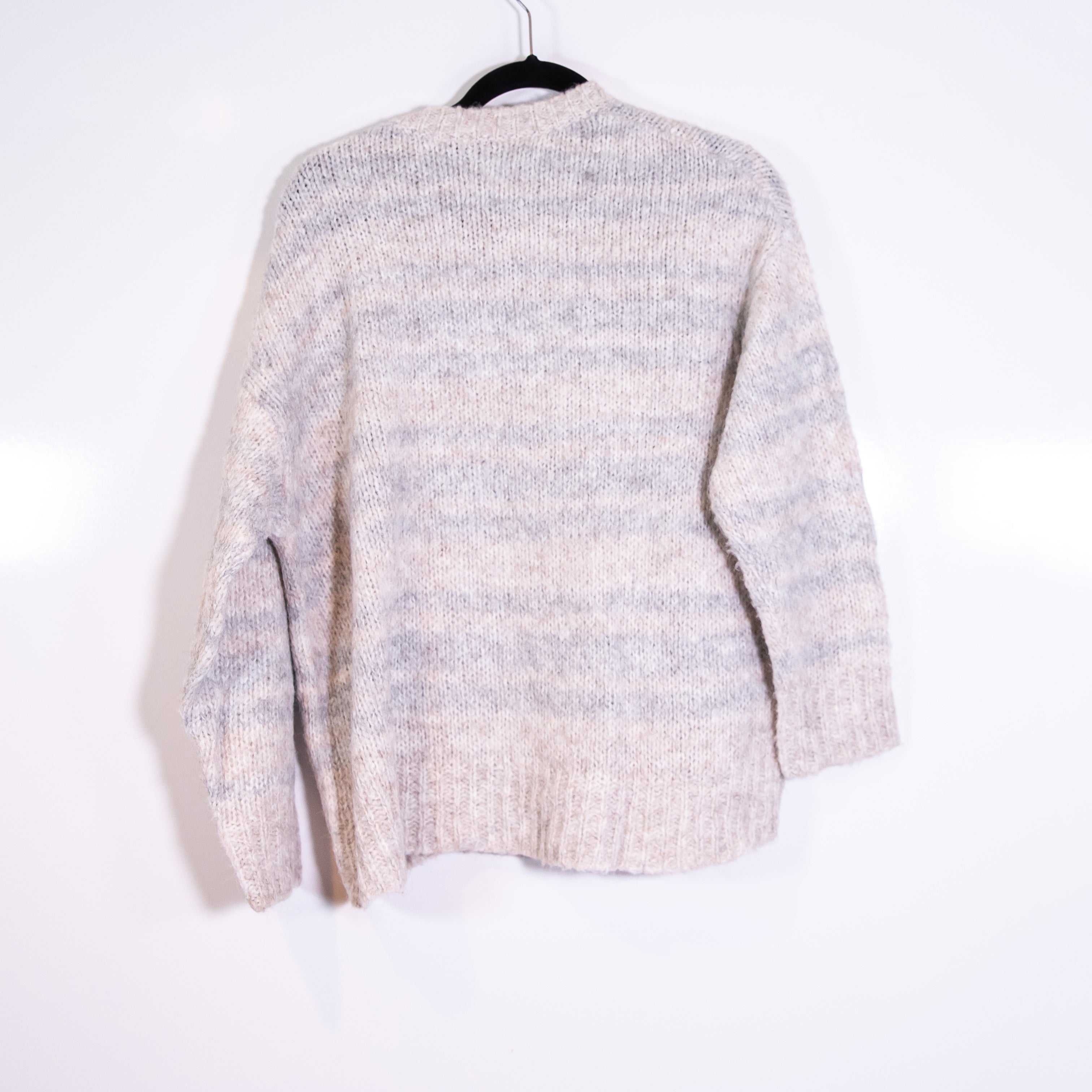 IRO Sagal Wool Alpaca Blend Knit Stretch Crew Neck Pullover Sweater Light Grey