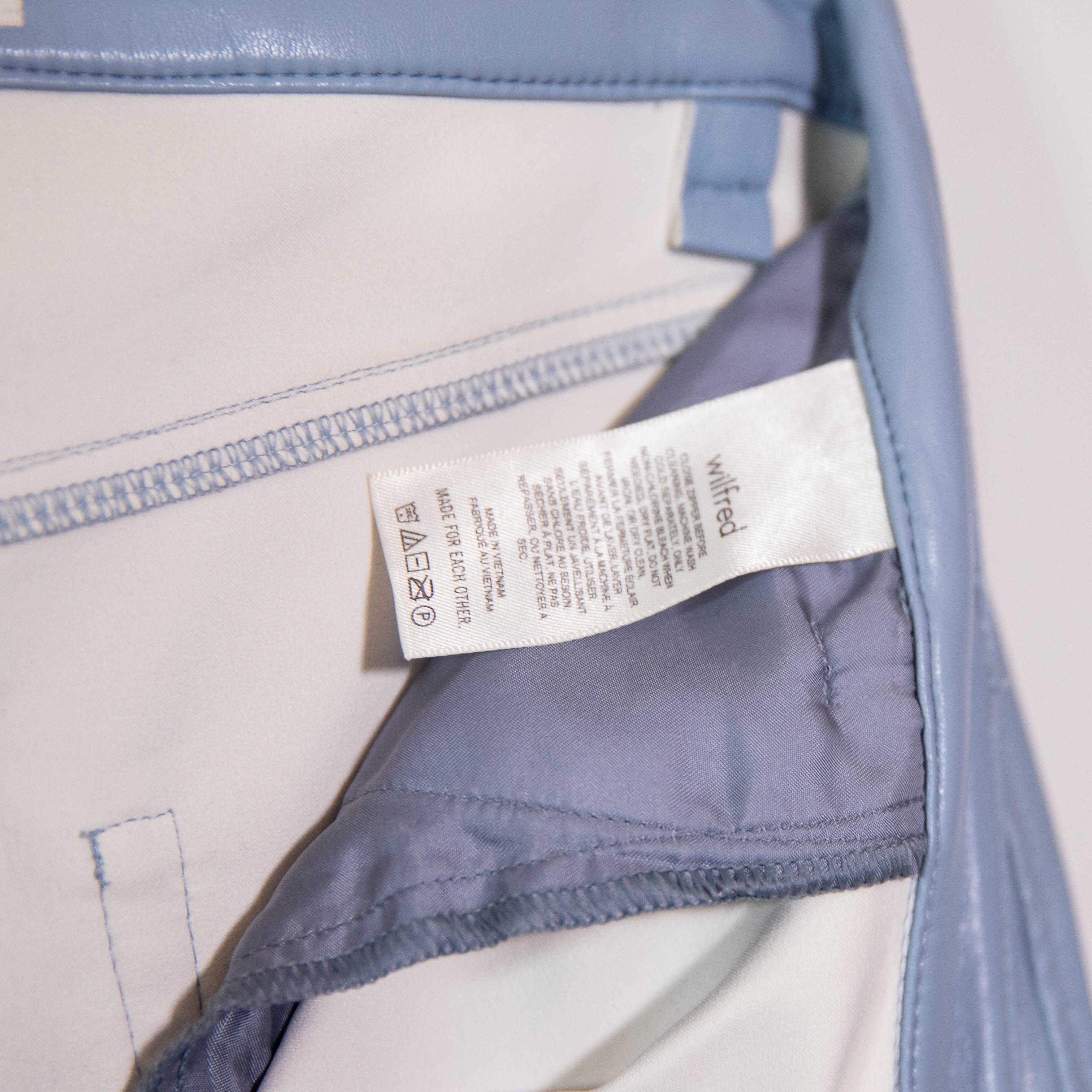 Wilfred Aritzia The Melina Faux Vegan Leather High Waisted Trouser Pants Blue 2
