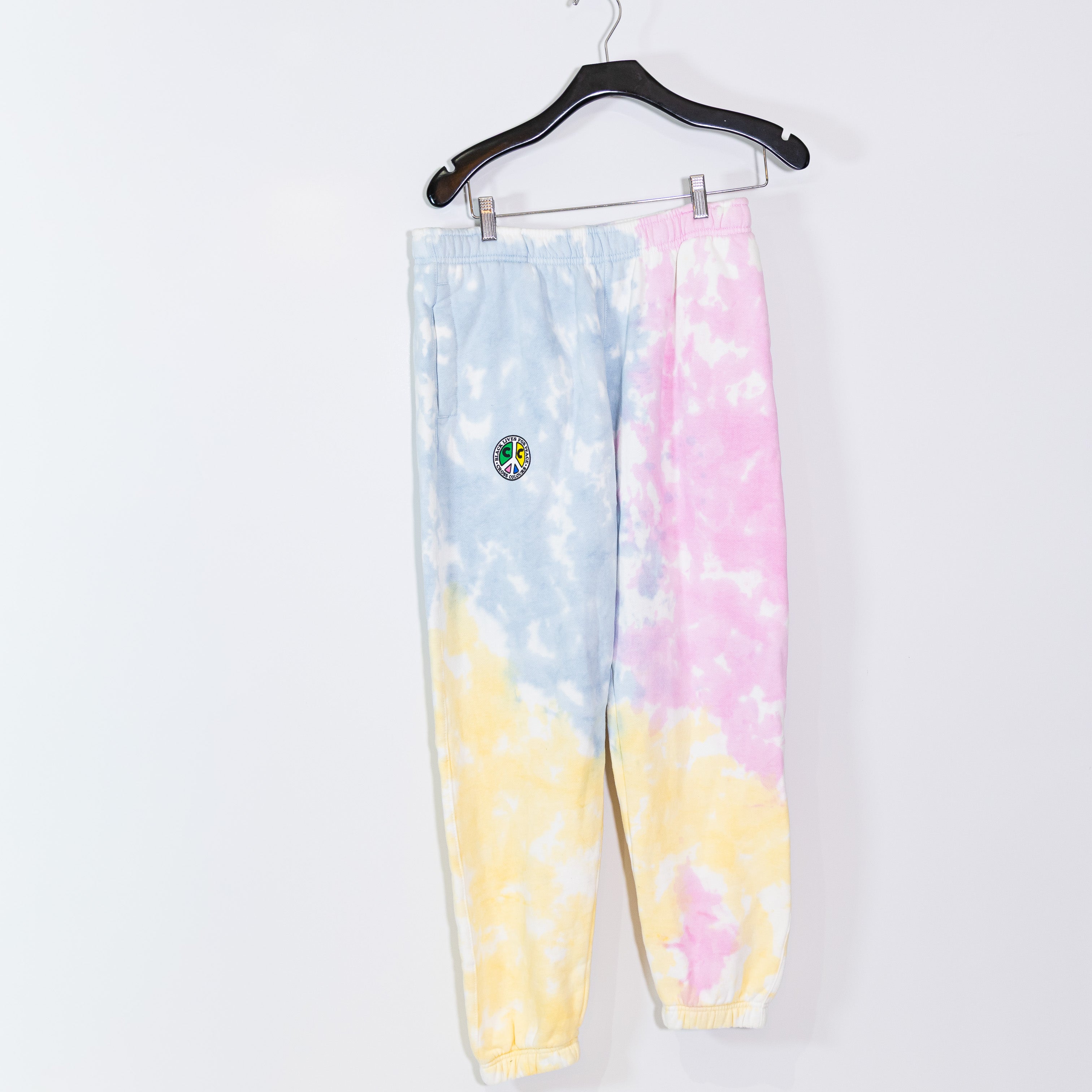 NEW Cross Colours Women's Cotton Tie Dye Print Pattern Ankle Crop Jogger Pants S