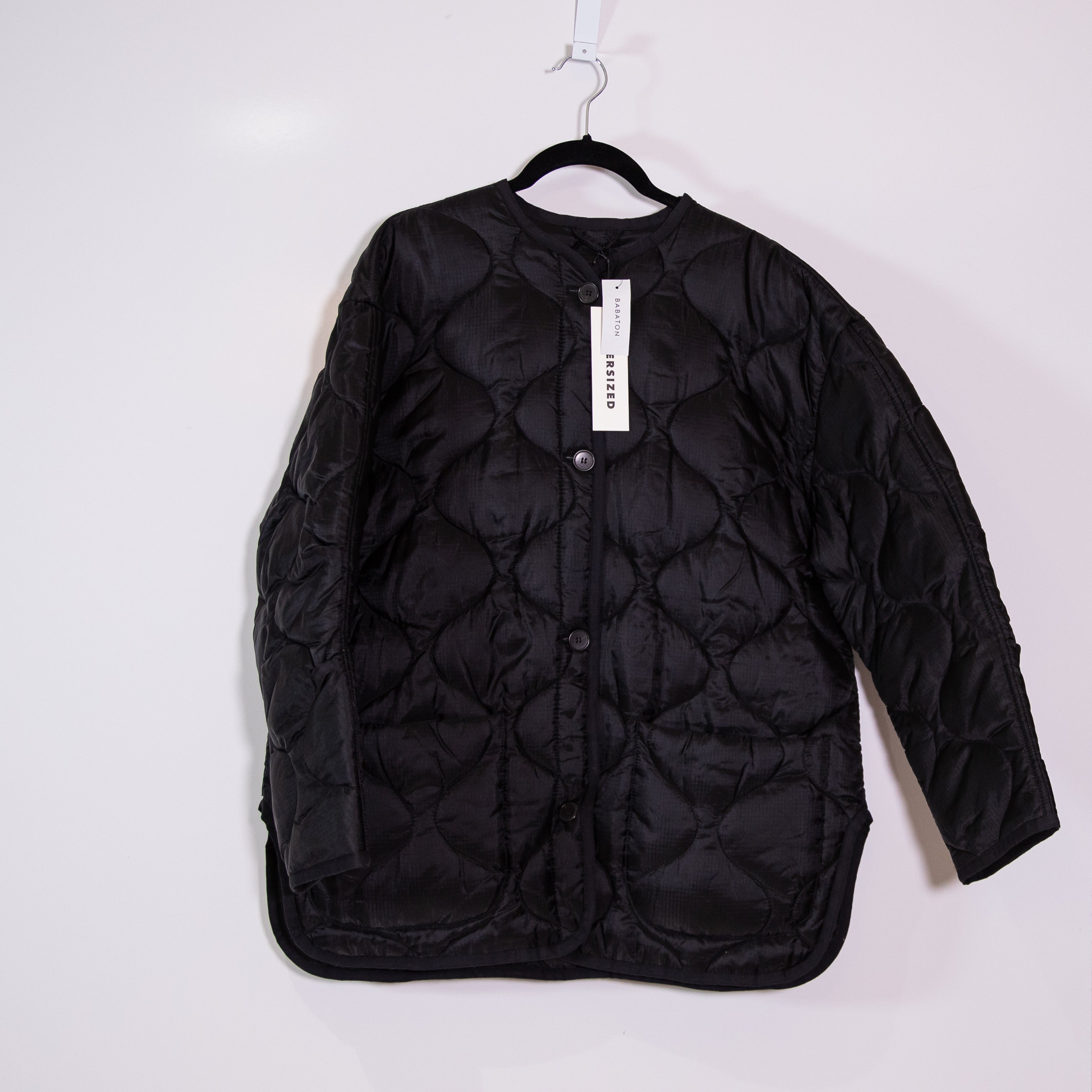 NEW Babaton Aritzia Evergreen Quilted Lightweight Button Oversized Jacket Black