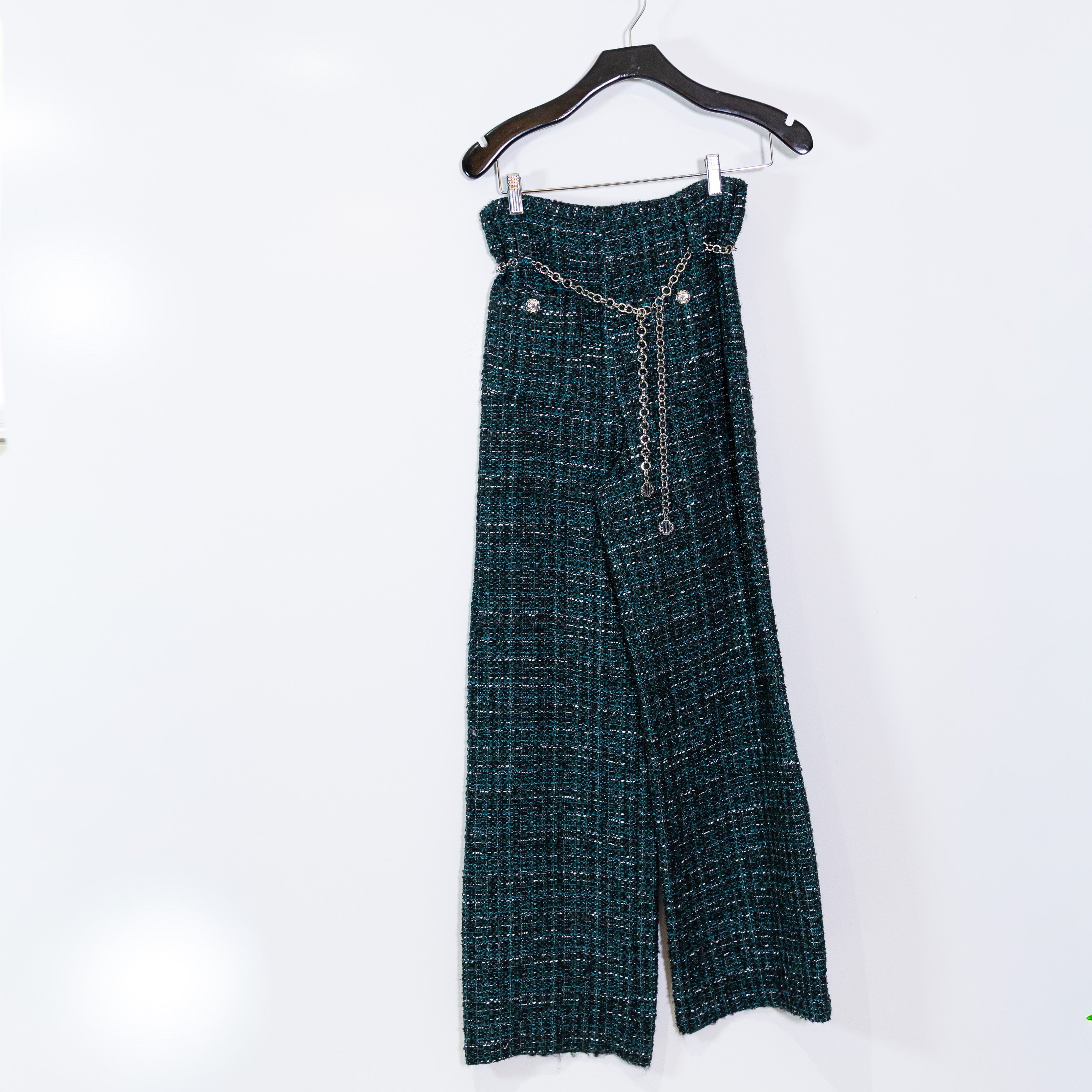 NEW Maje Pizelda Pants Cotton Wool Metallic Boucle Tweed Knit Wide Leg Pants 36