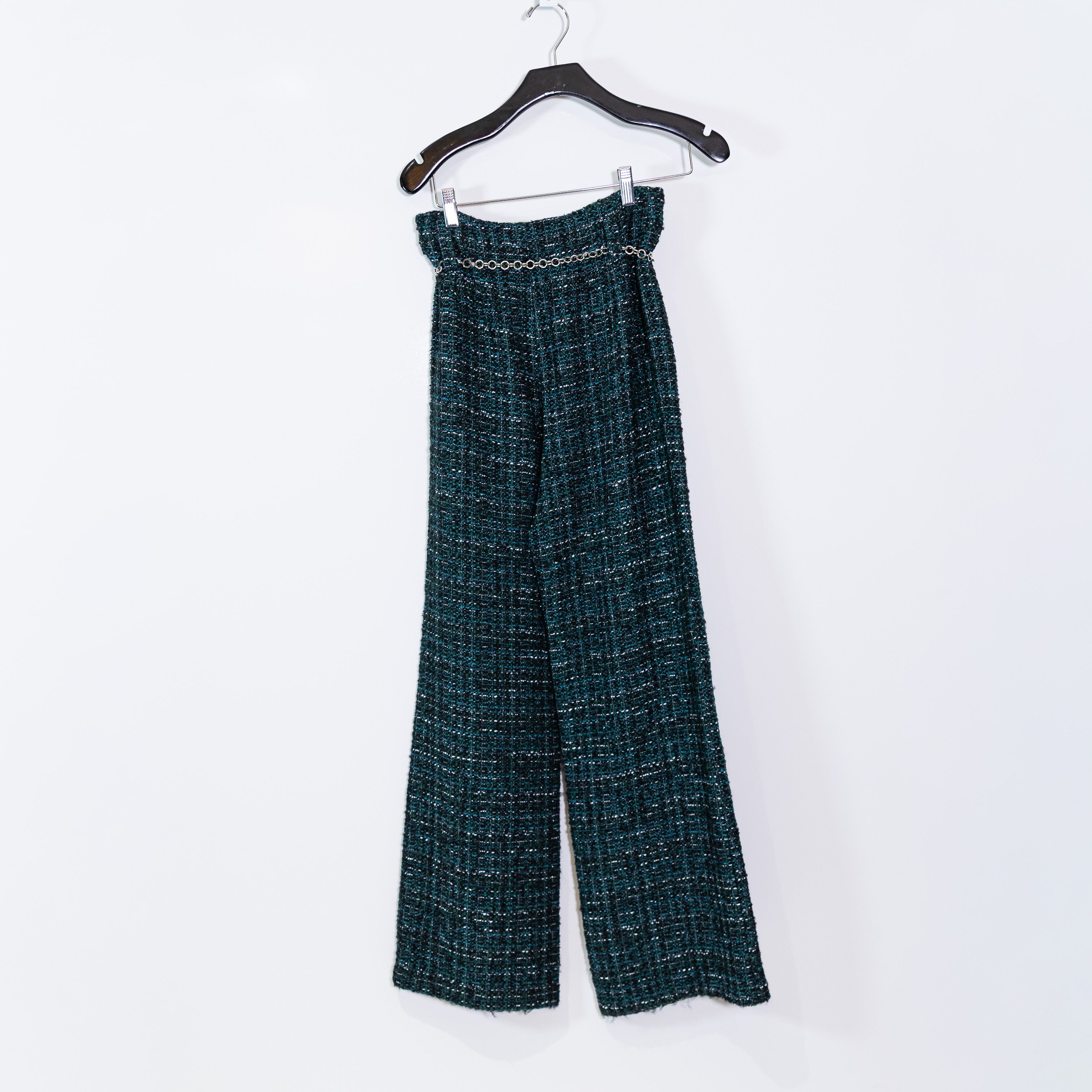 NEW Maje Pizelda Pants Cotton Wool Metallic Boucle Tweed Knit Wide Leg Pants 36