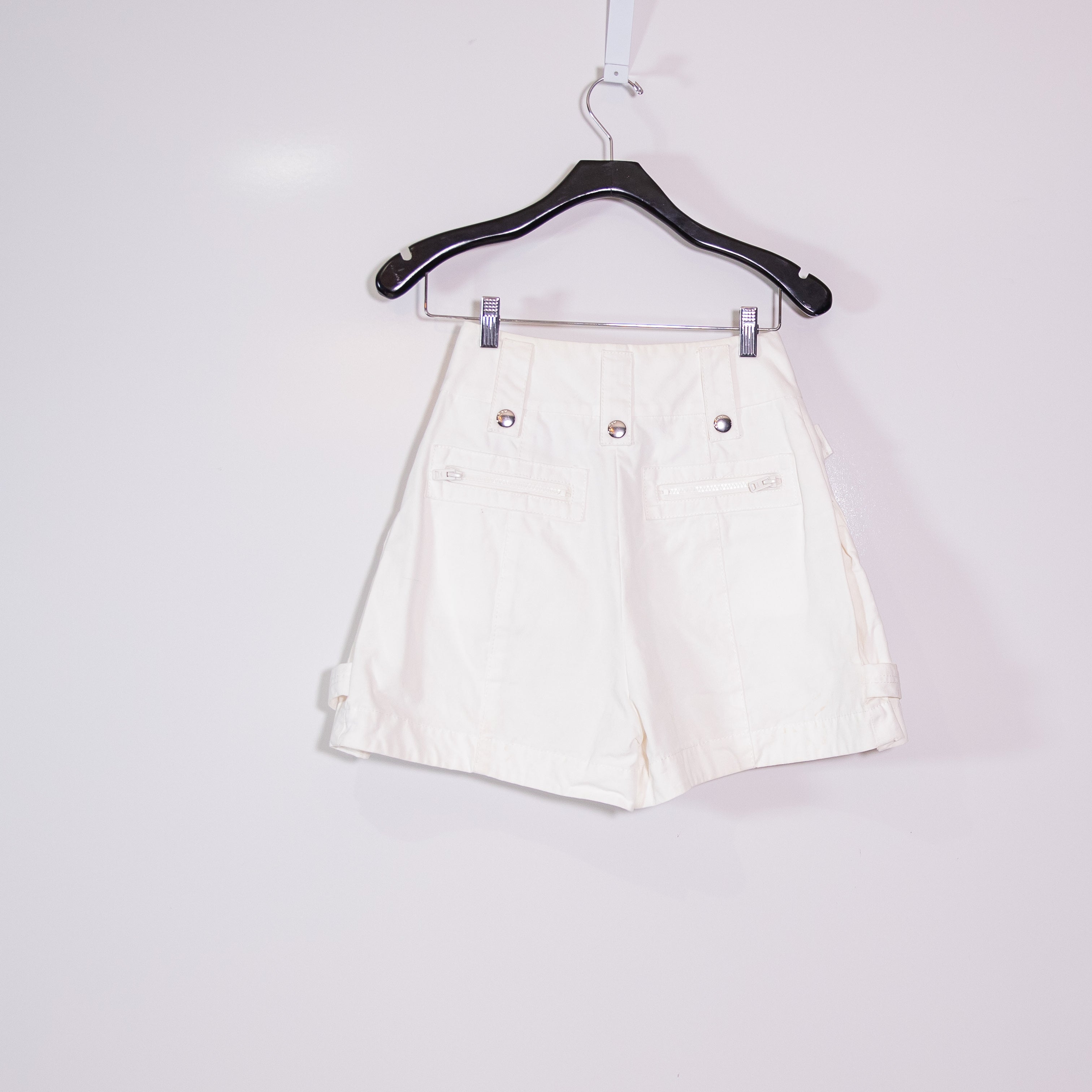 Coach Women's Cotton High Waisted Multi Pocket Cargo Shorts White 0