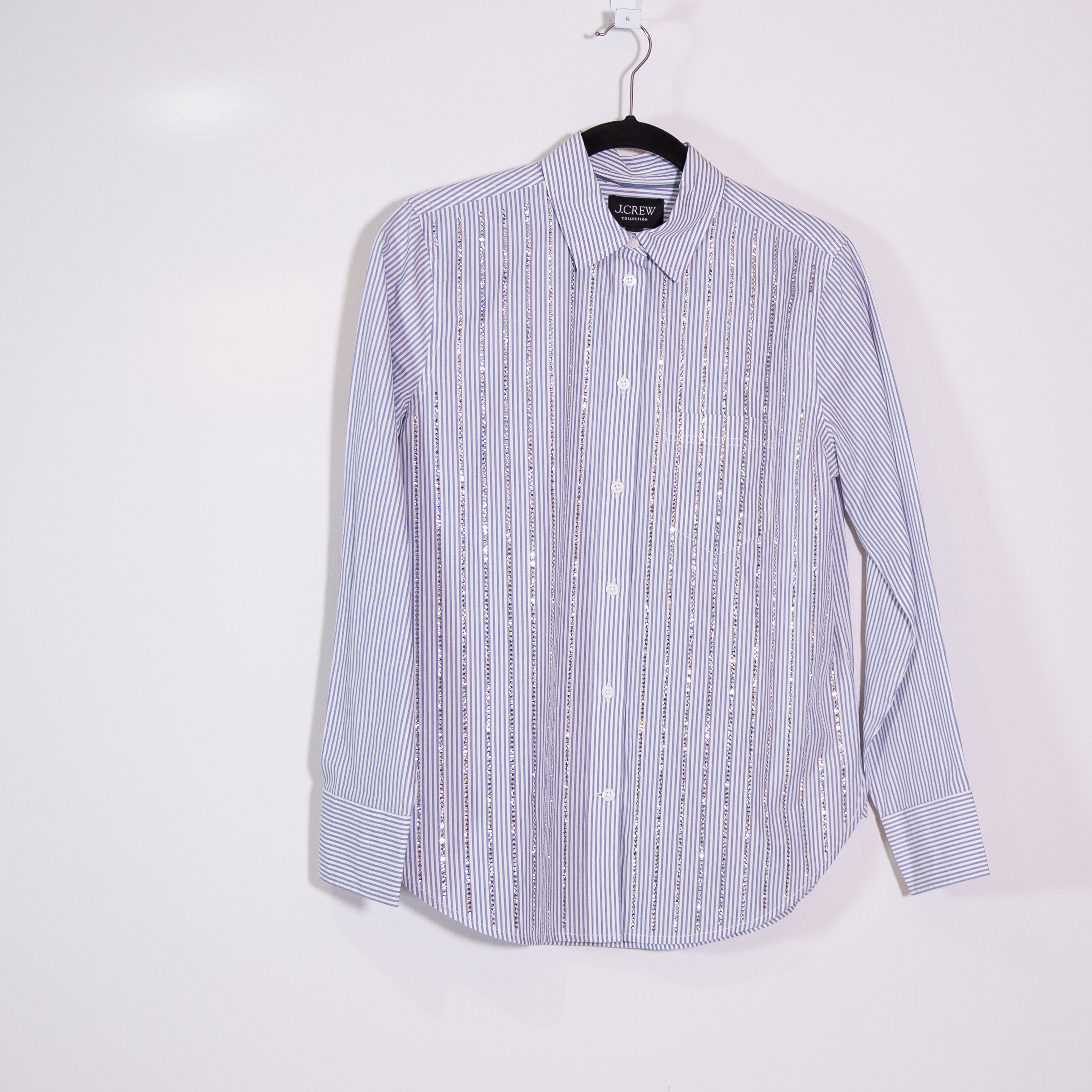 NEW J. Crew Collection Limited Edition Classic Fit Cotton Poplin Shirt Crystals