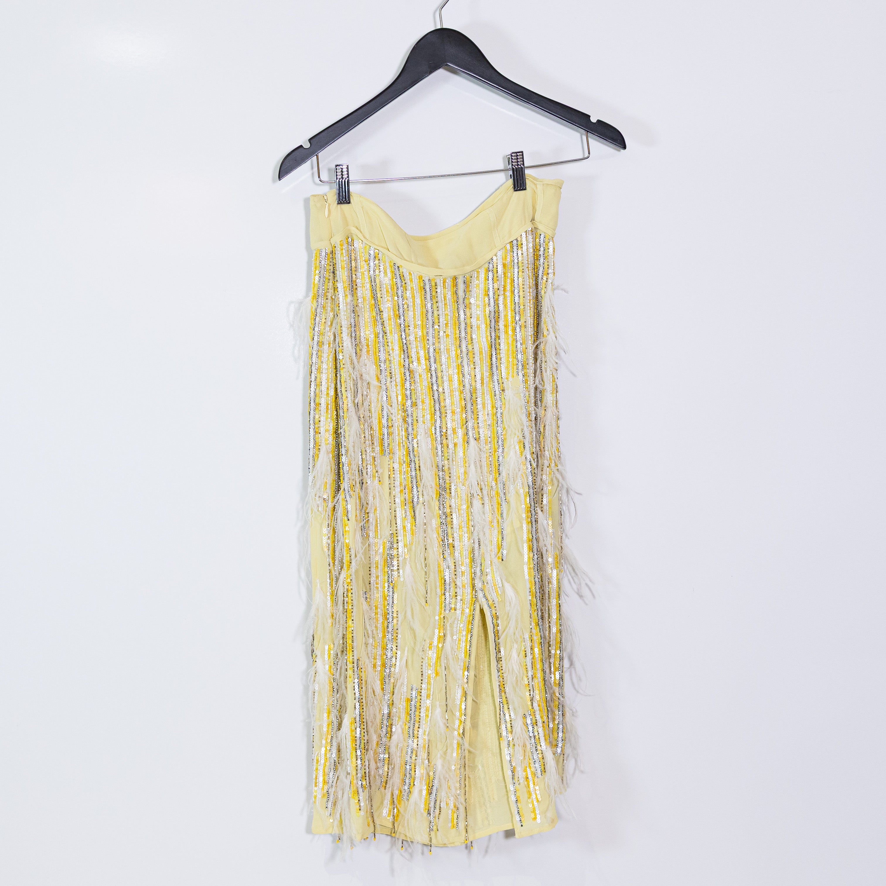 NEW Zara Atelier Beaded Sequin Crystal Jewel Feather Embellished Midi Skirt XS