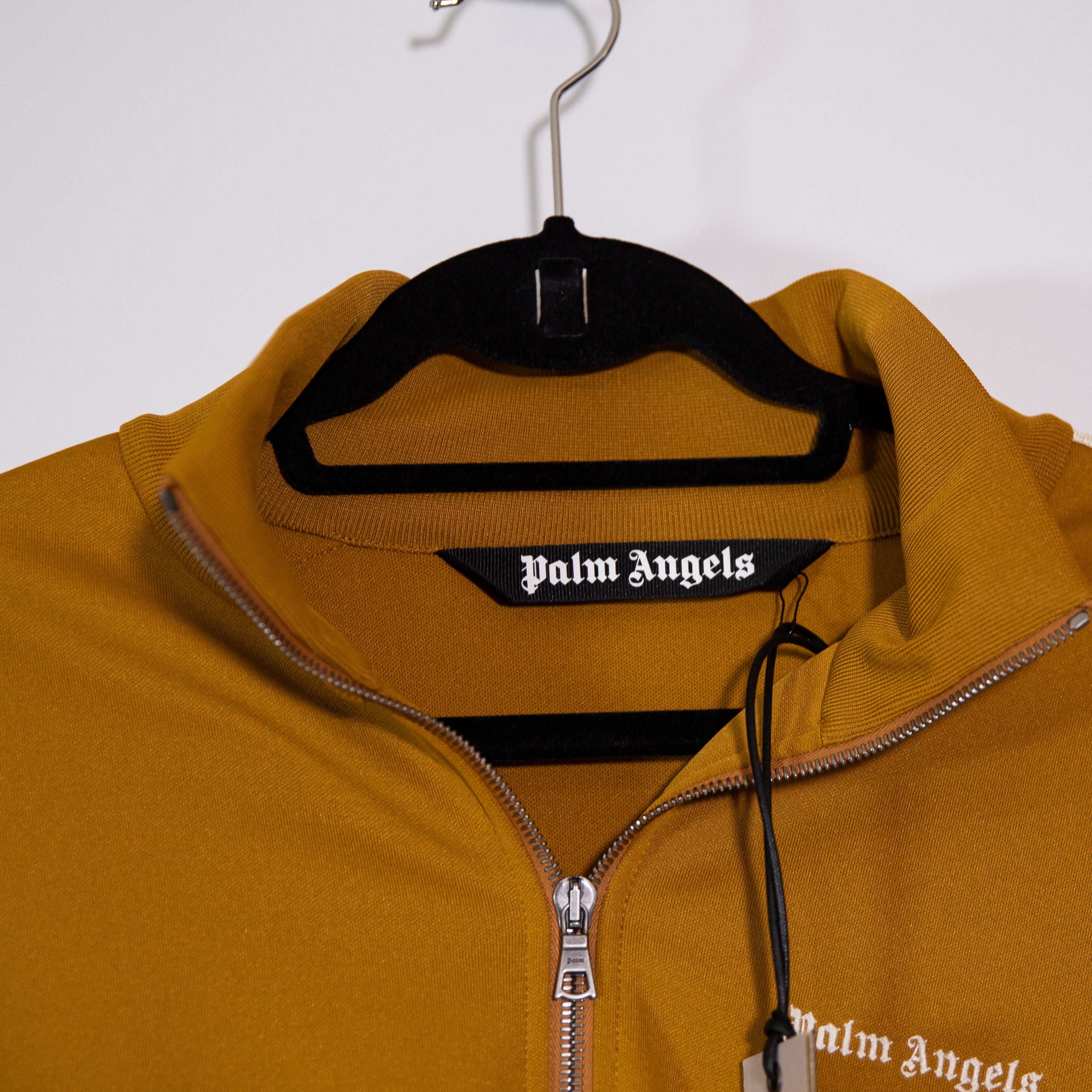 NEW Palm Angels Classic Logo Full Zip High Neck Track Jacket Golden Brown Large