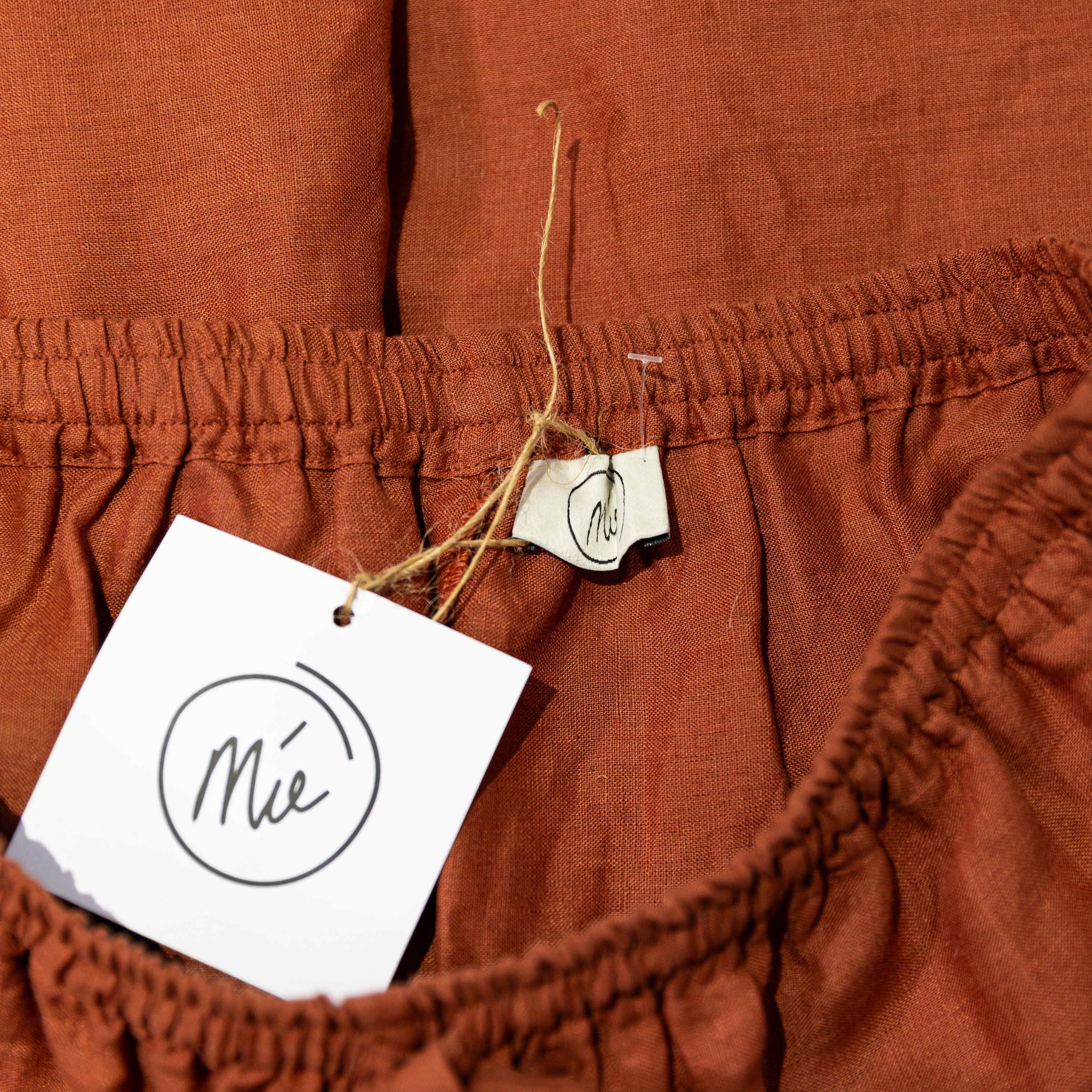 NEW Mie Zinkata Lightweight Woven Linen Tie Waist Straight Leg Trousers Pants S