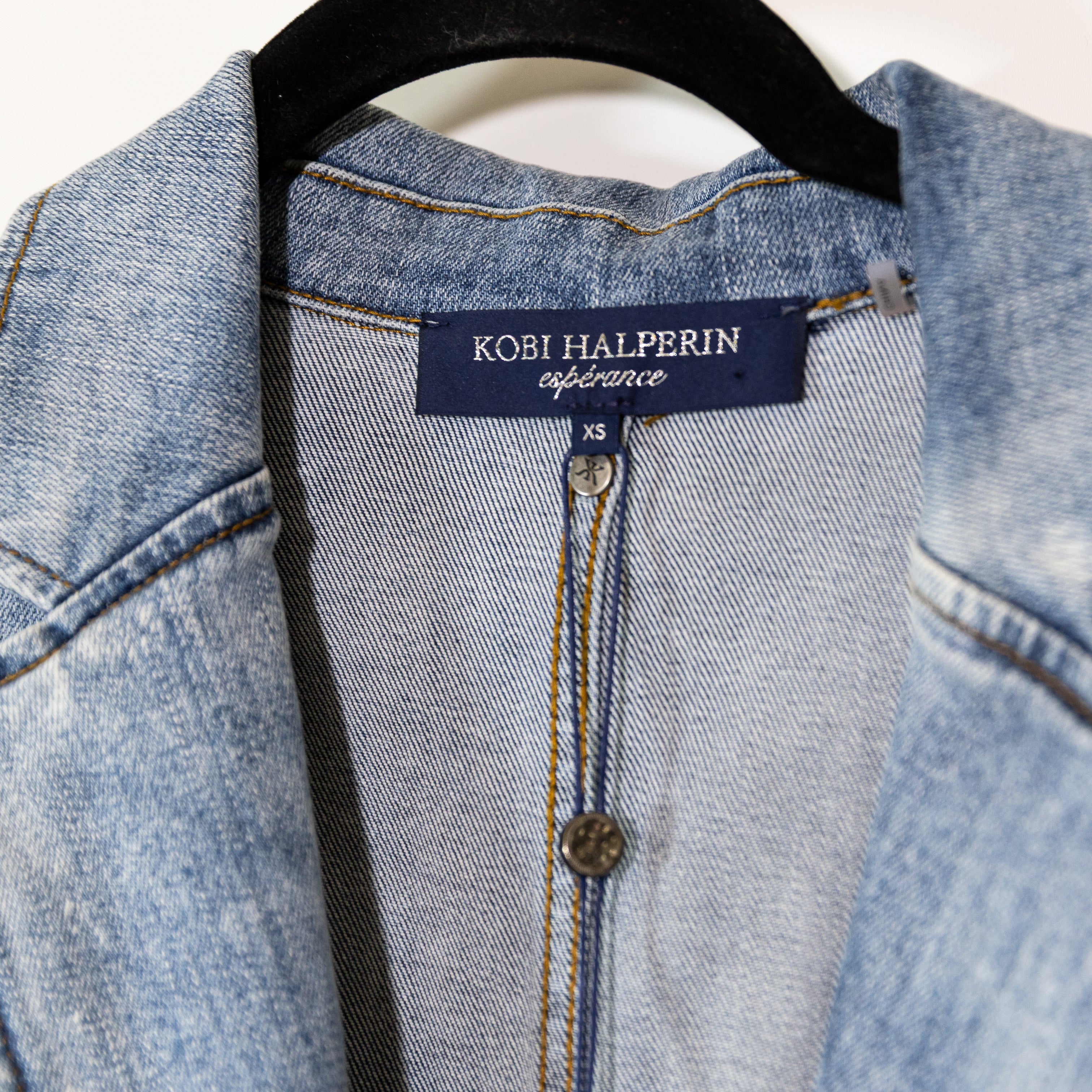 NEW Kobi Halperin Esperance Langston Cotton Stretch Denim Jean Jacket Light Blue