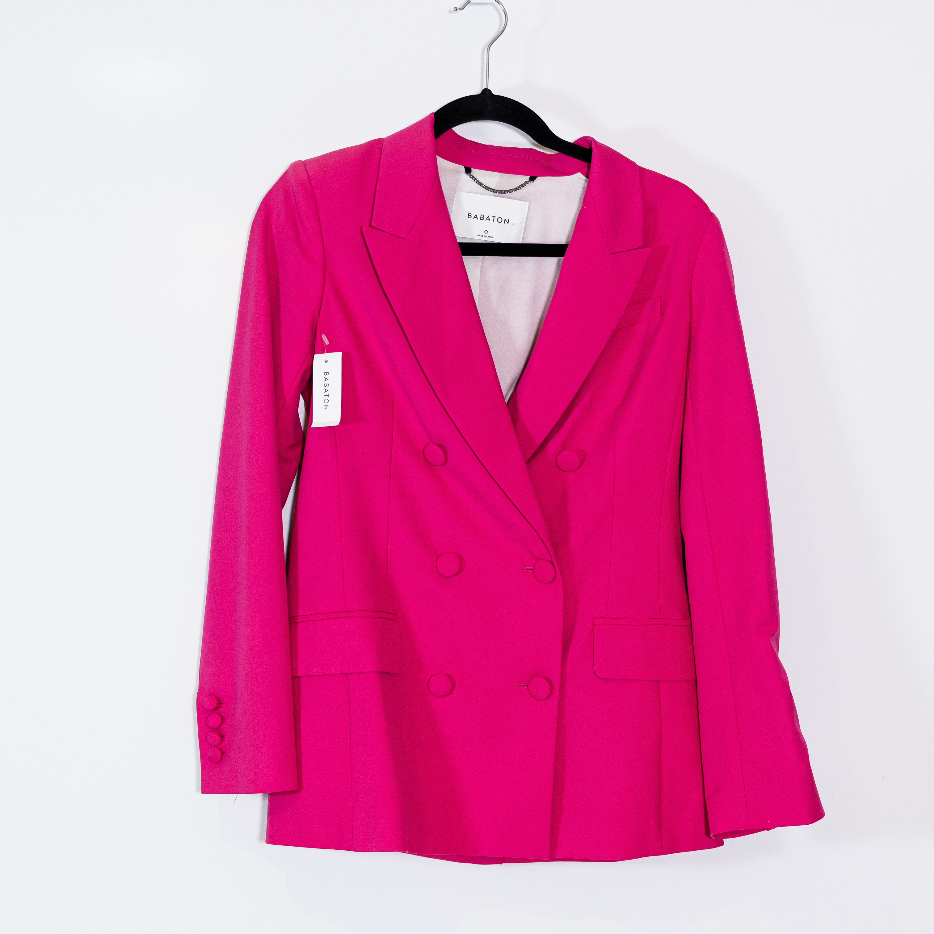 NEW Babaton Aritzia Samuel Double Breasted Blazer Jacket Fuchsia Pink 0