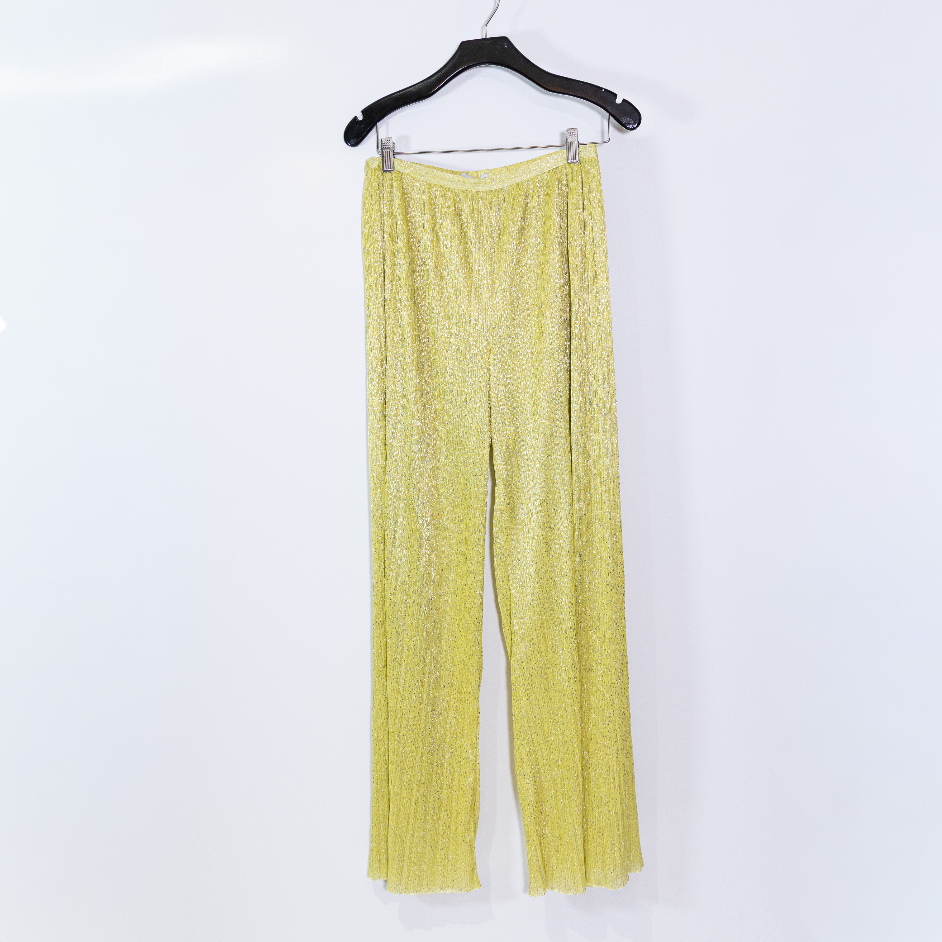 NEW Sabina Musayev Shane Straight Leg Pleated Knit Pull On Pants Sunny Lime S