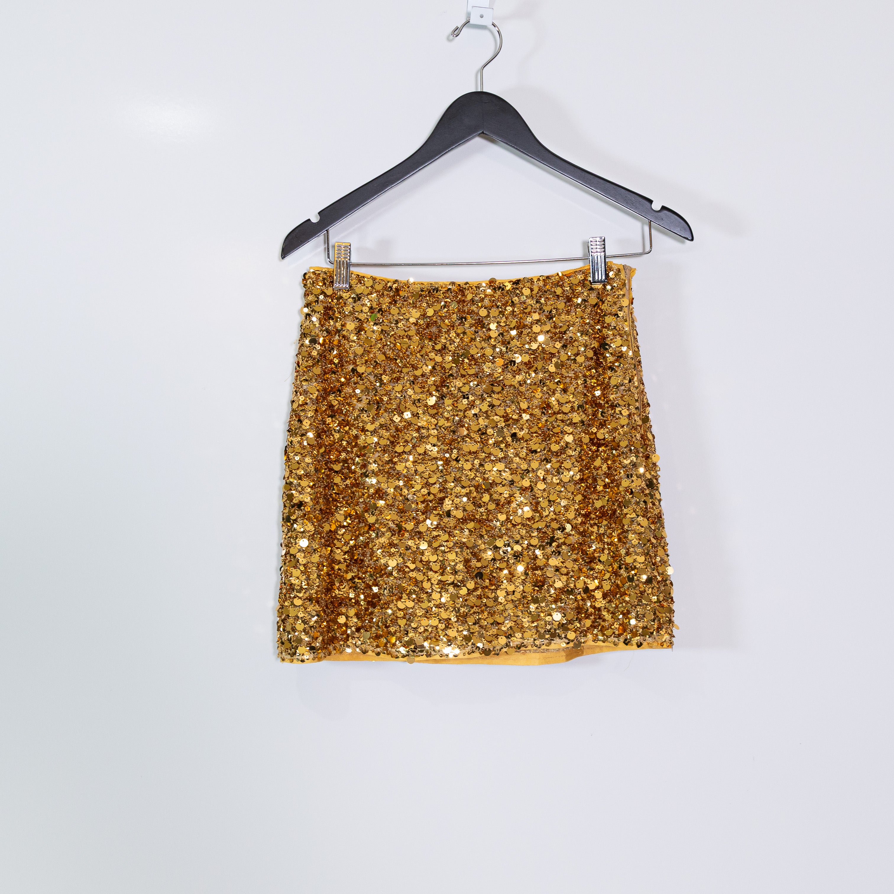 Zara Women's Gold Sequin Embellished Sparkle Mini Cocktail Party Skirt XS