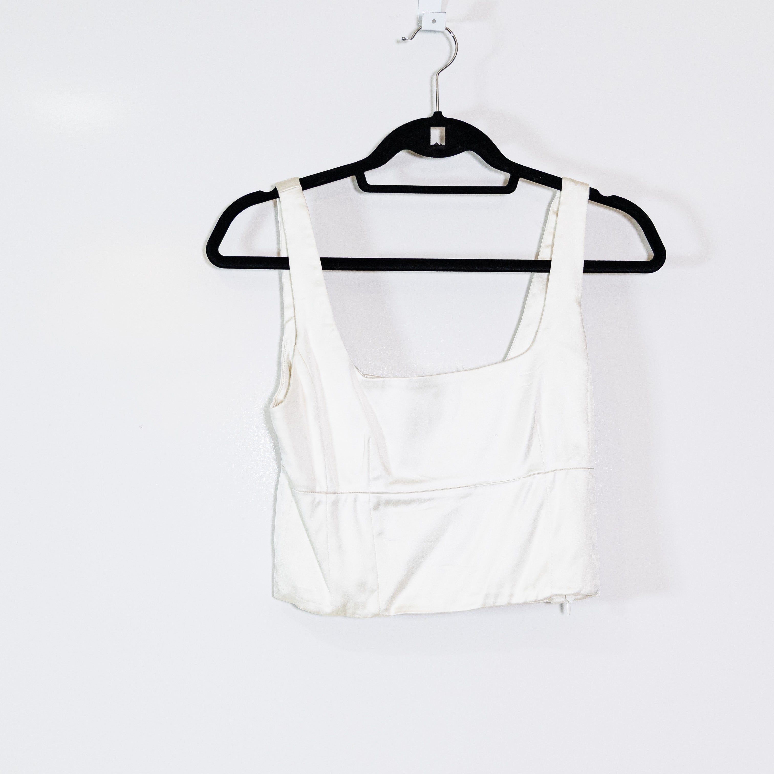 Wilfred Aritzia Shine Satin Square Neck Sleeveless Tank Top Bustier Ivory White