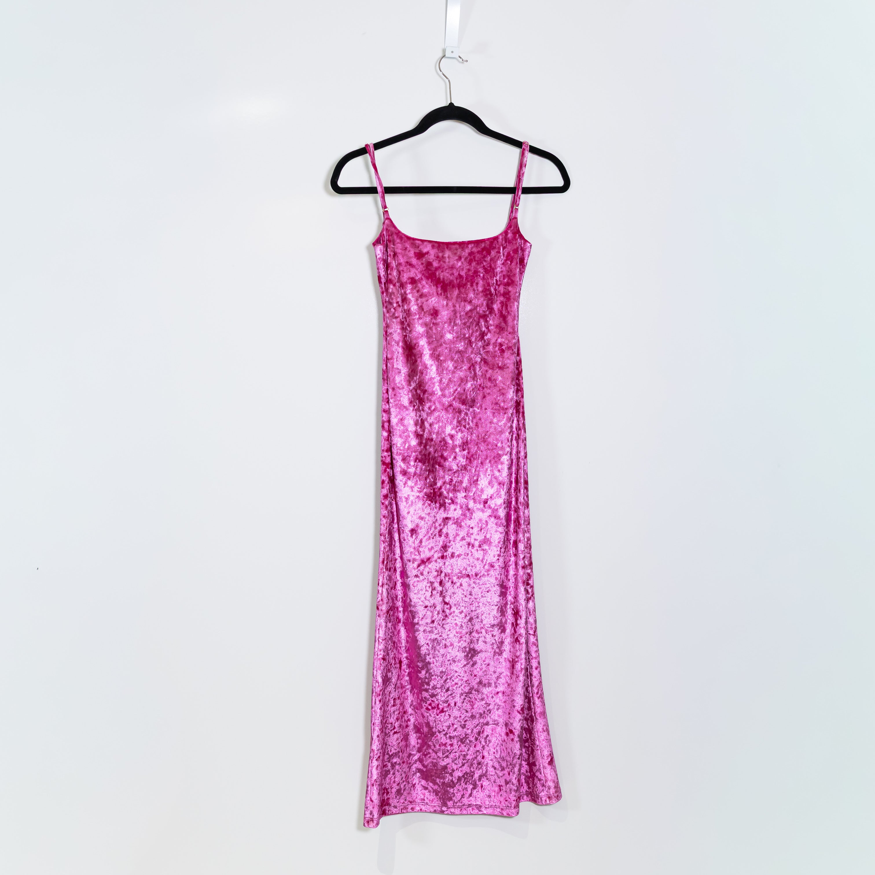 Delfi Collective Kim Crushed Velvet Velour Bodycon Midi Dress Hot Pink XS