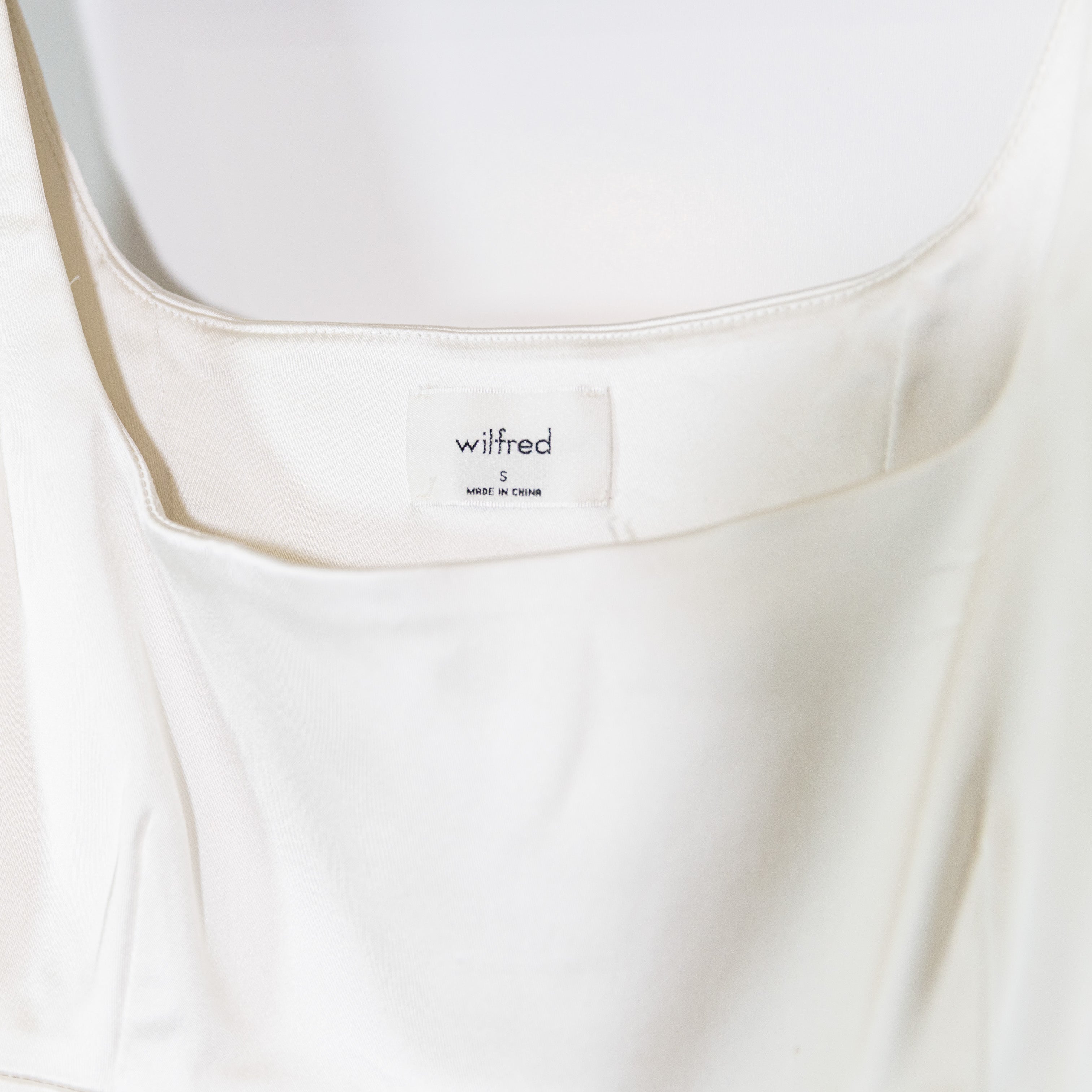 Wilfred Aritzia Shine Satin Square Neck Sleeveless Tank Top Bustier Ivory White