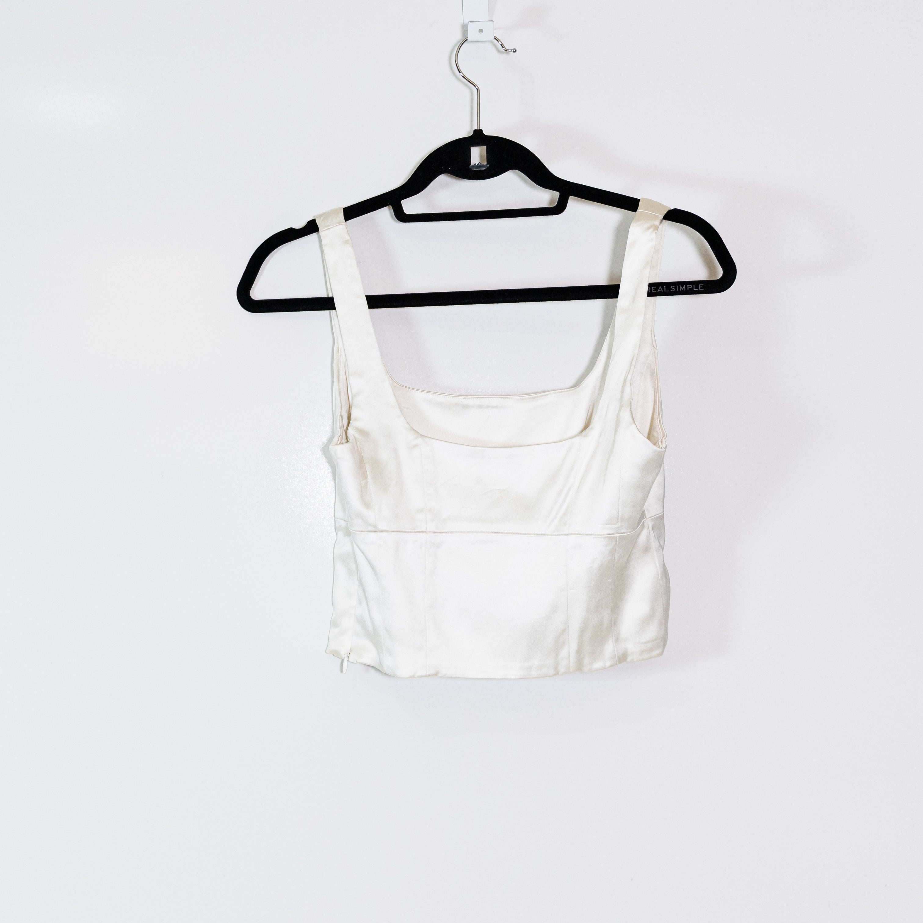 Wilfred Aritzia Shine Satin Square Neck Sleeveless Tank Top Bustier Ivory White