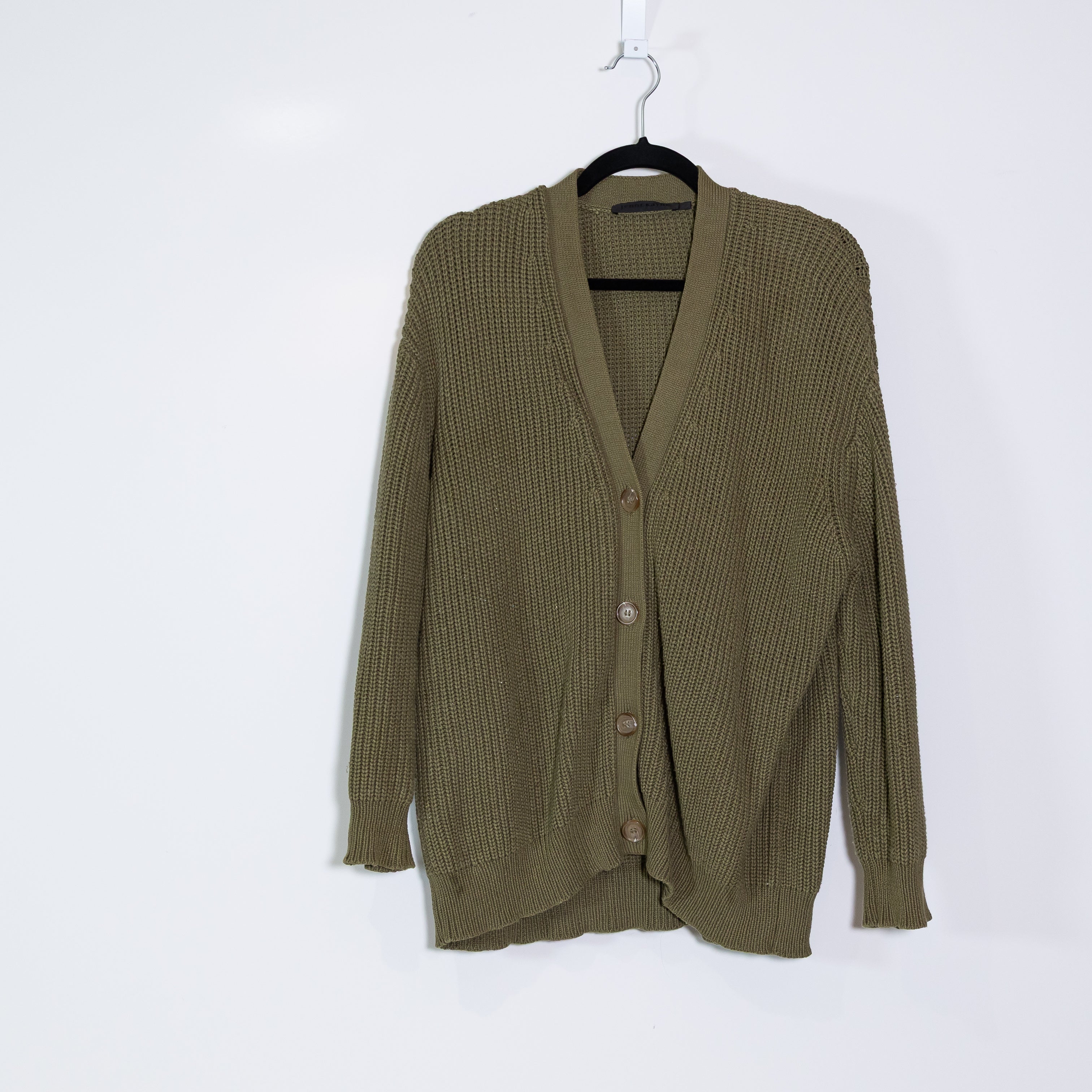 Jenni Kayne Organic Cotton Knit Stretch Cocoon Sweater Cardigan Green XS