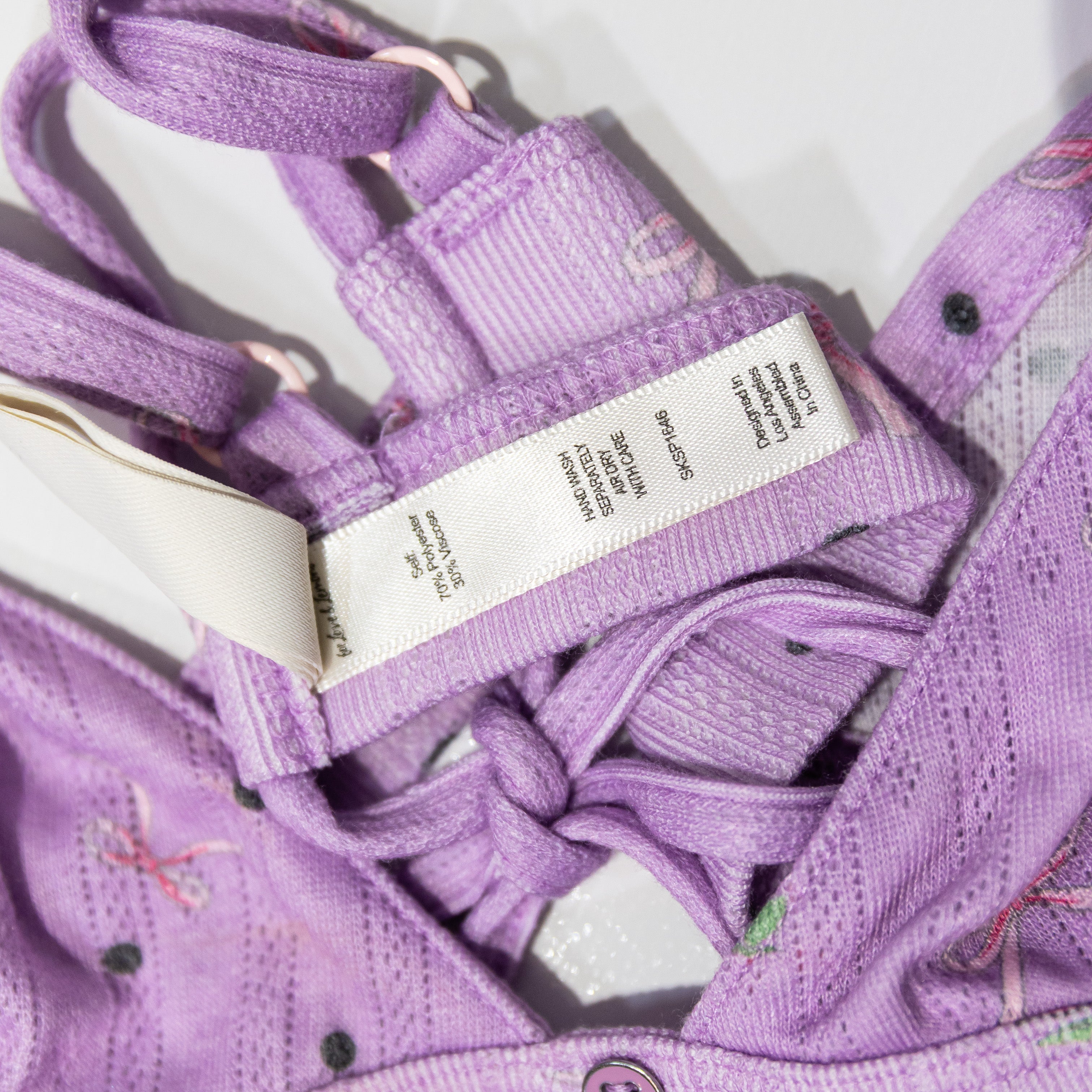 For Love And Lemons x Victoria Secret Pointelle Bow Rose Print Triangle Bra XS
