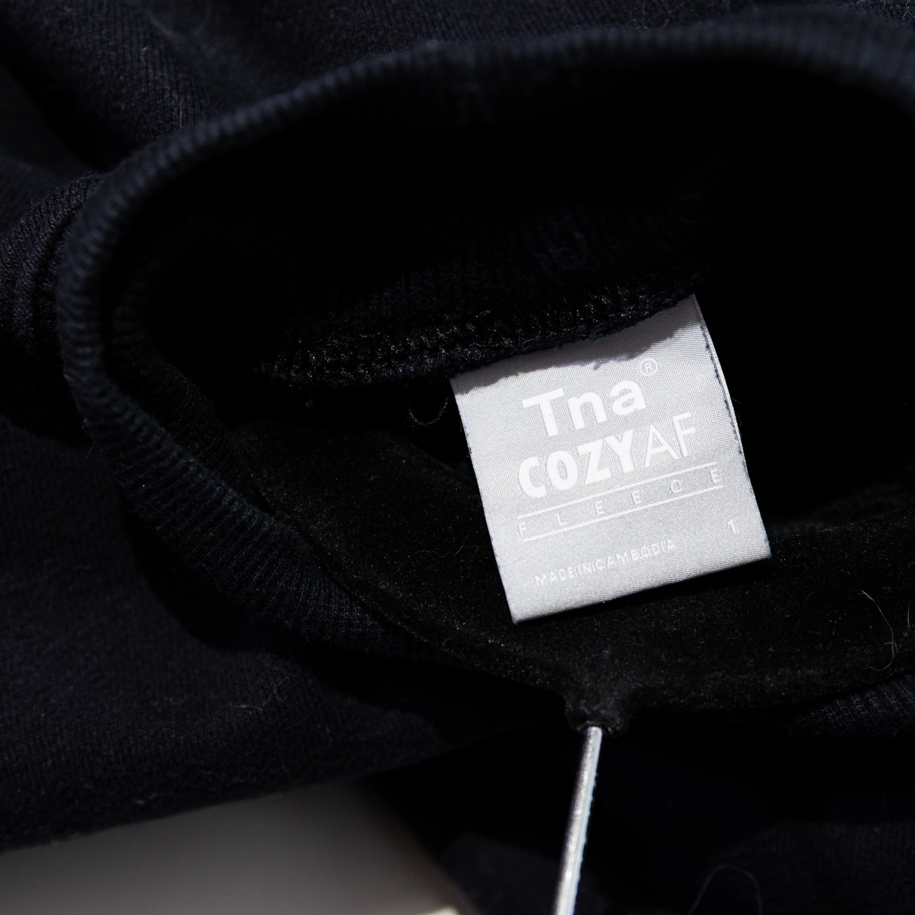 TNA Aritzia Cozy AF Fleece Boyfriend Mock Neck Cotton Pullover Sweatshirt Black