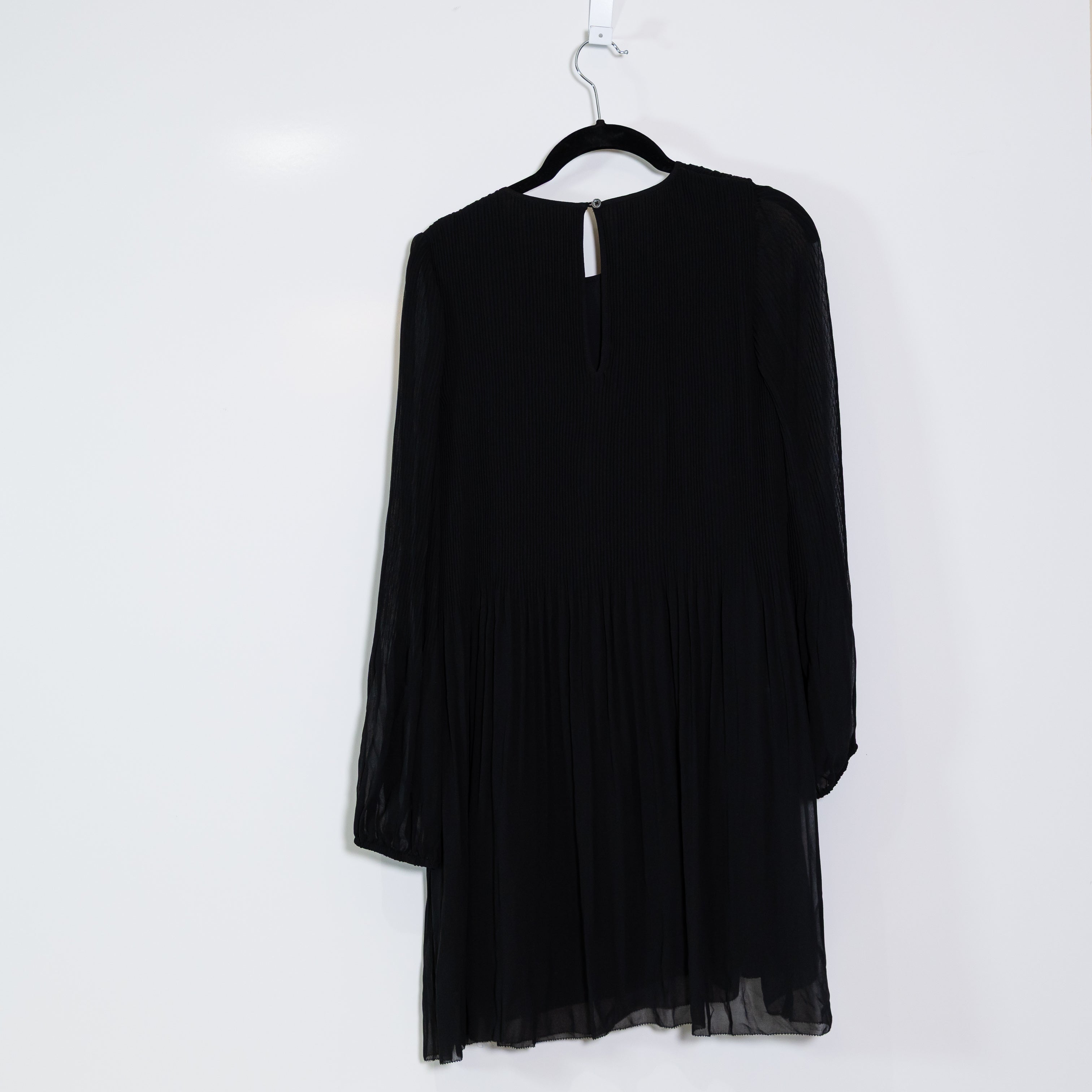 Wilfred Aritzia Daydreamer Pleated Chiffon Pullover Mini Dress Long Sleeve Black