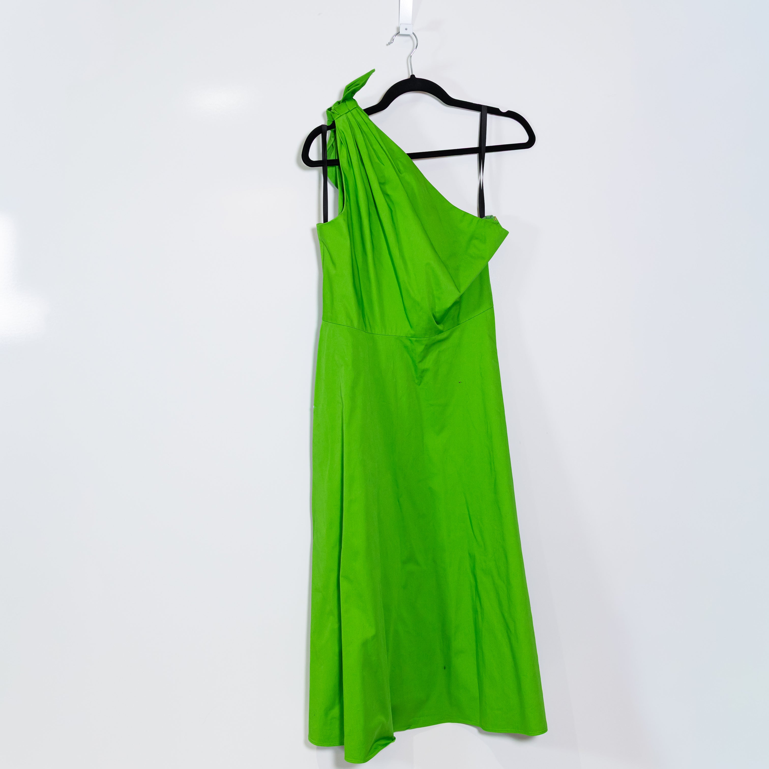 Kate Spade Sabrina Cotton Poplin One Shoulder Tie A Line Knee Length Dress Green