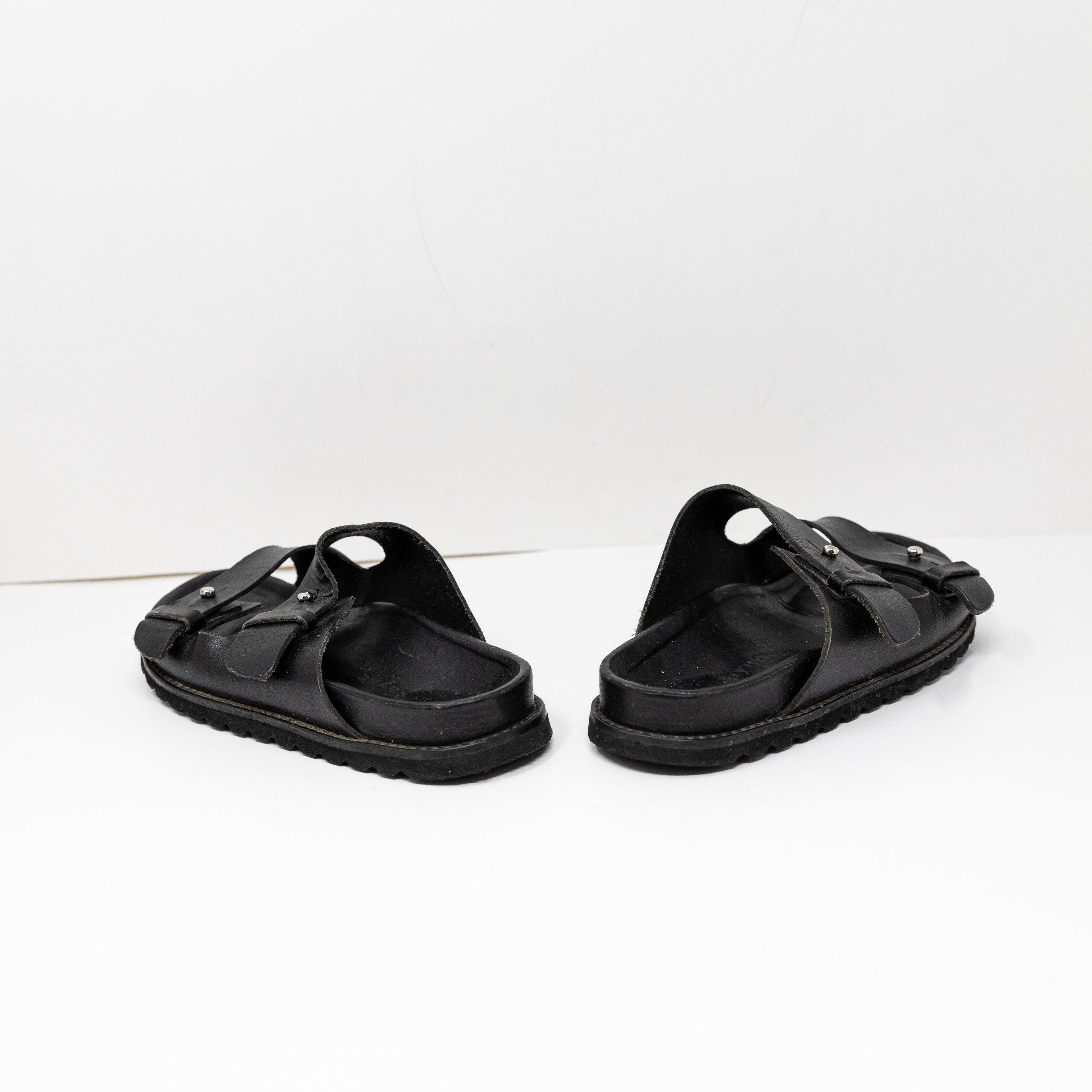 Jenni Kayne Hutton Genuine Leather Open Toe Strappy Slip On Sandals Shoes Black