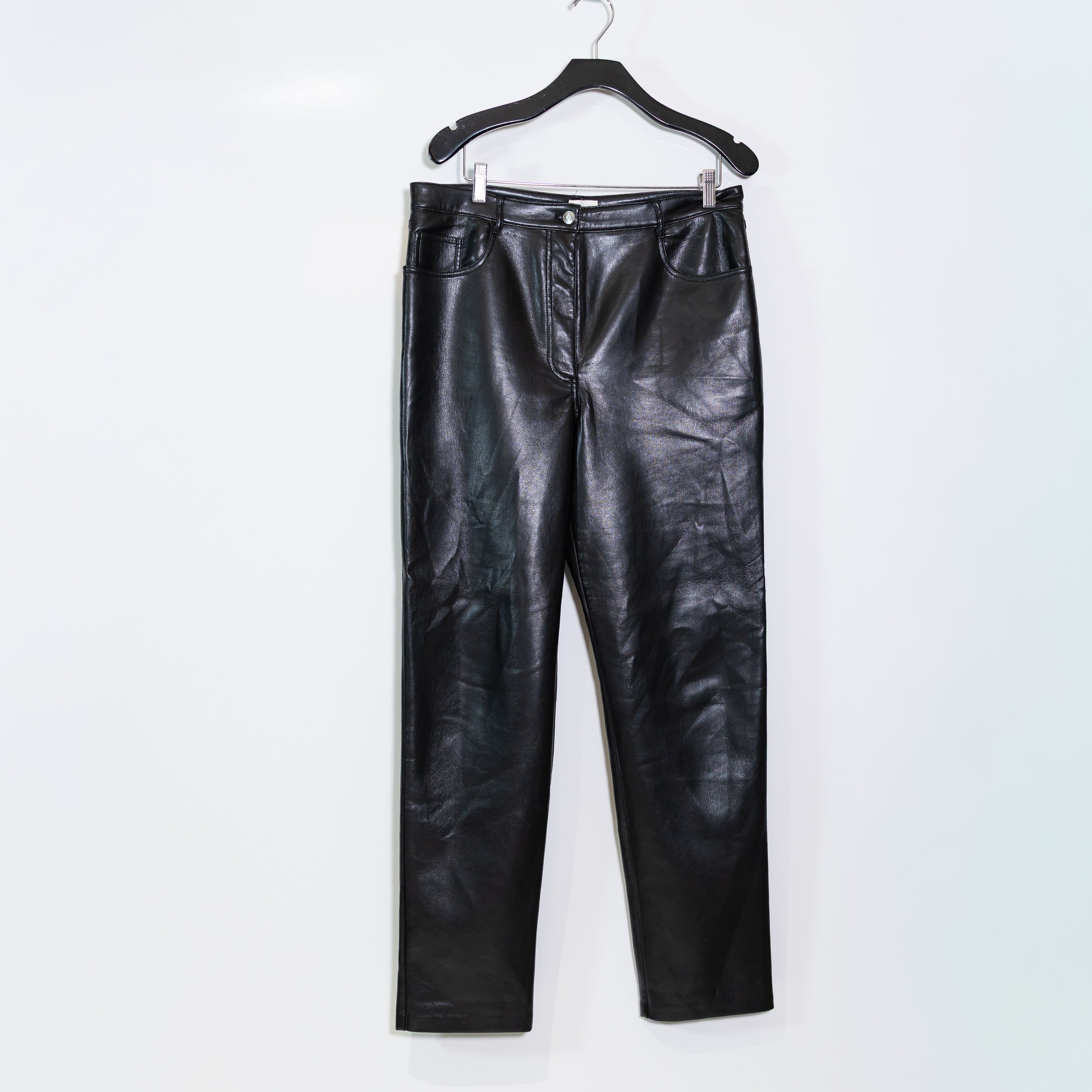 Wilfred Aritzia The Melina Slim High Waisted Vegan Faux Leather Pants Black 14