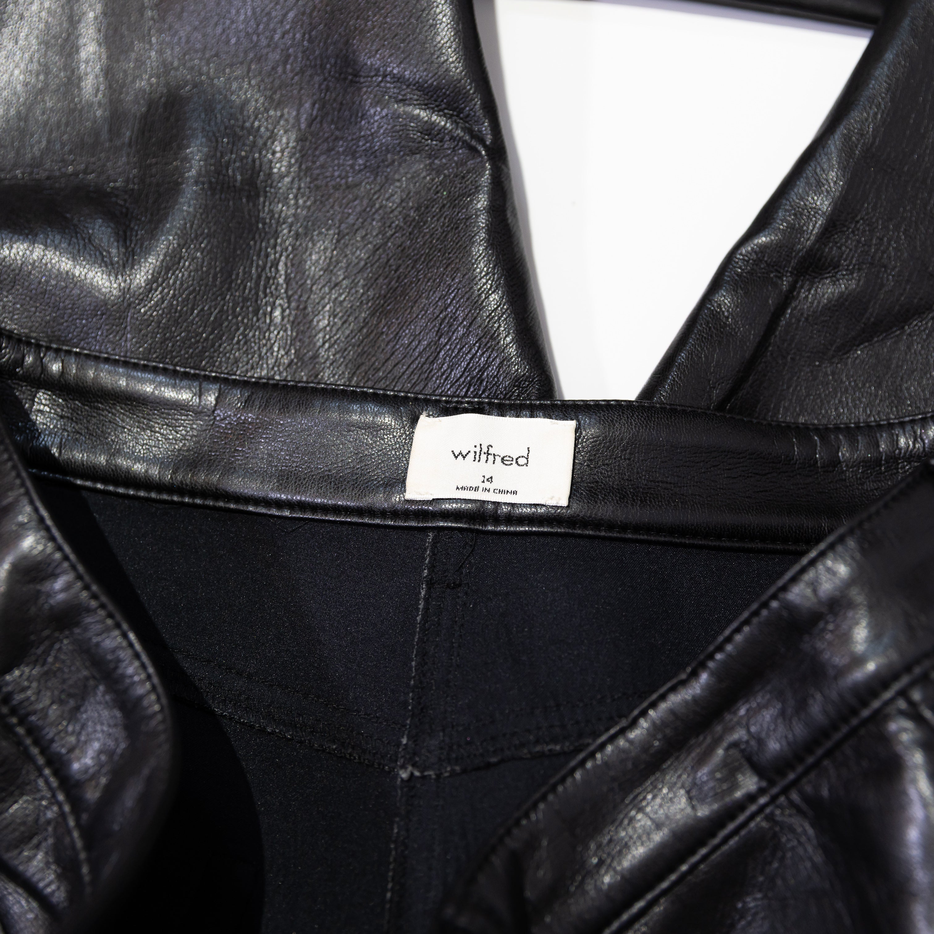 Wilfred Aritzia The Melina Slim High Waisted Vegan Faux Leather Pants Black 14