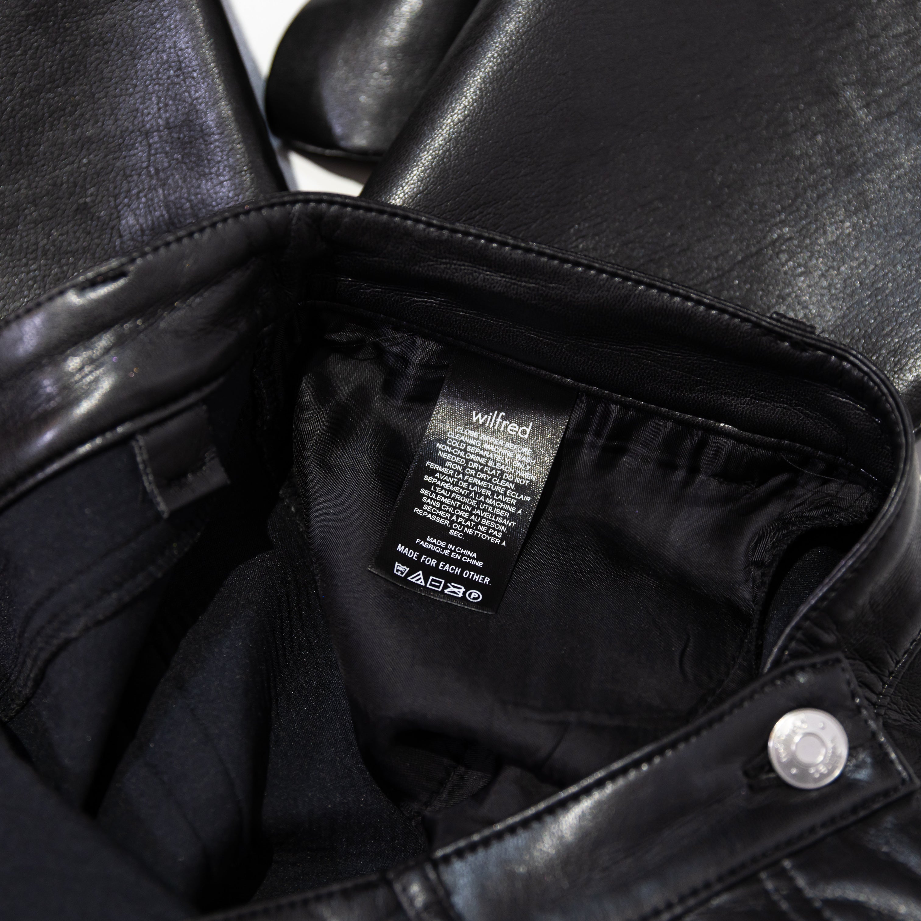 Wilfred Aritzia The Melina Slim High Waisted Vegan Faux Leather Pants Black 14
