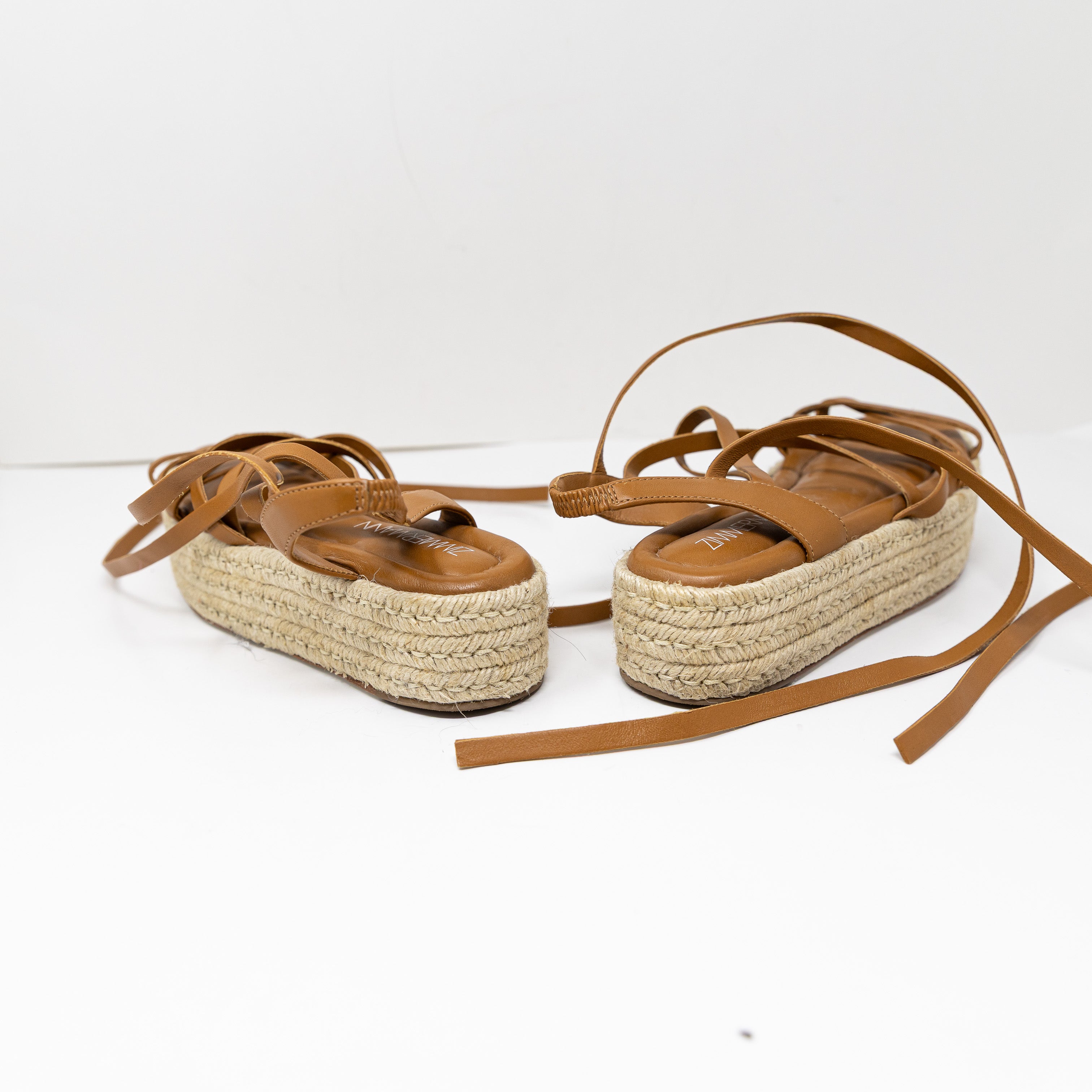 Zimmermann Women's Genuine Leather Lace Up Platform Espadrille Sandals Shoes 7
