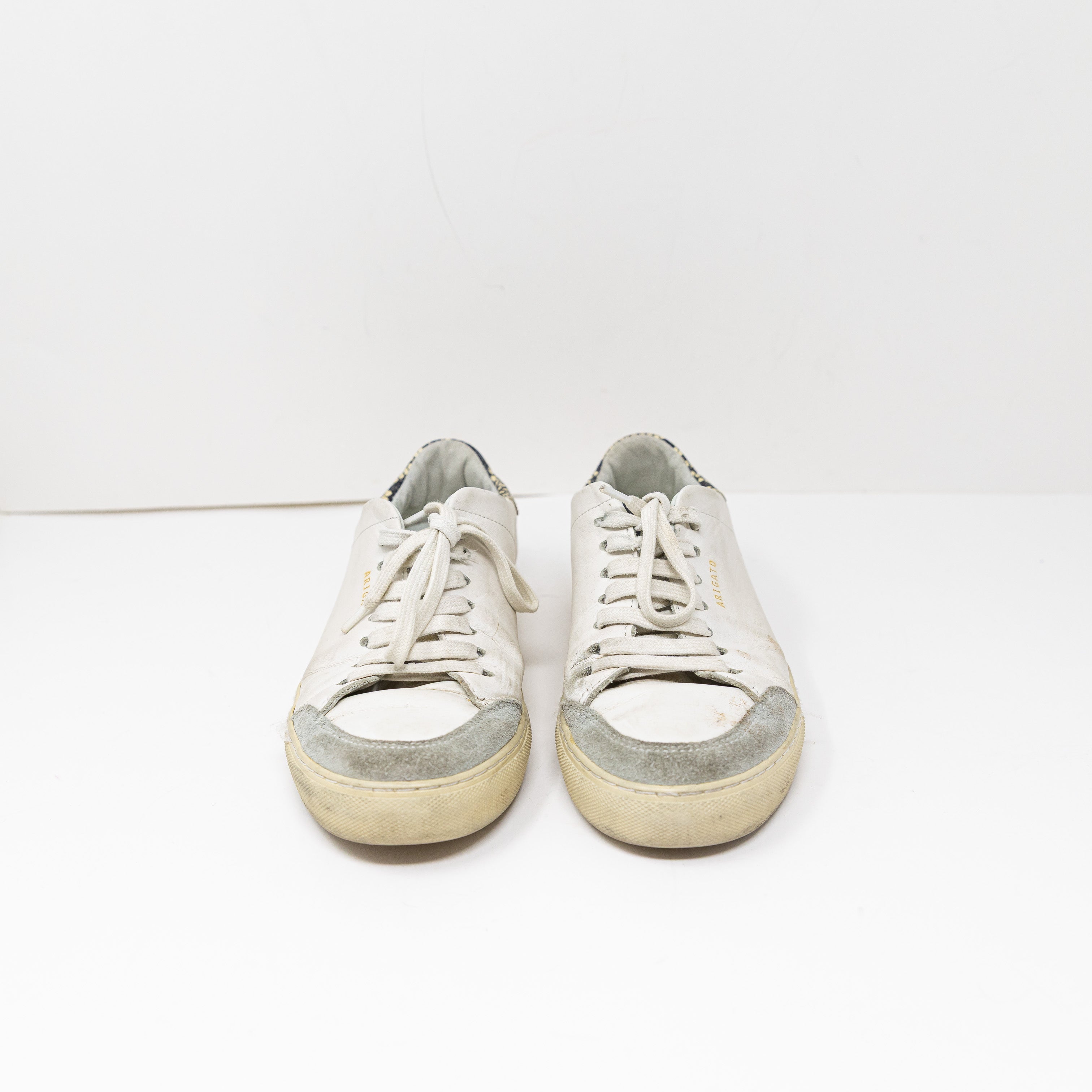 Axel Arigato White And Beige Snake Triple Clean 90 Leather Low Top Sneakers Shoe