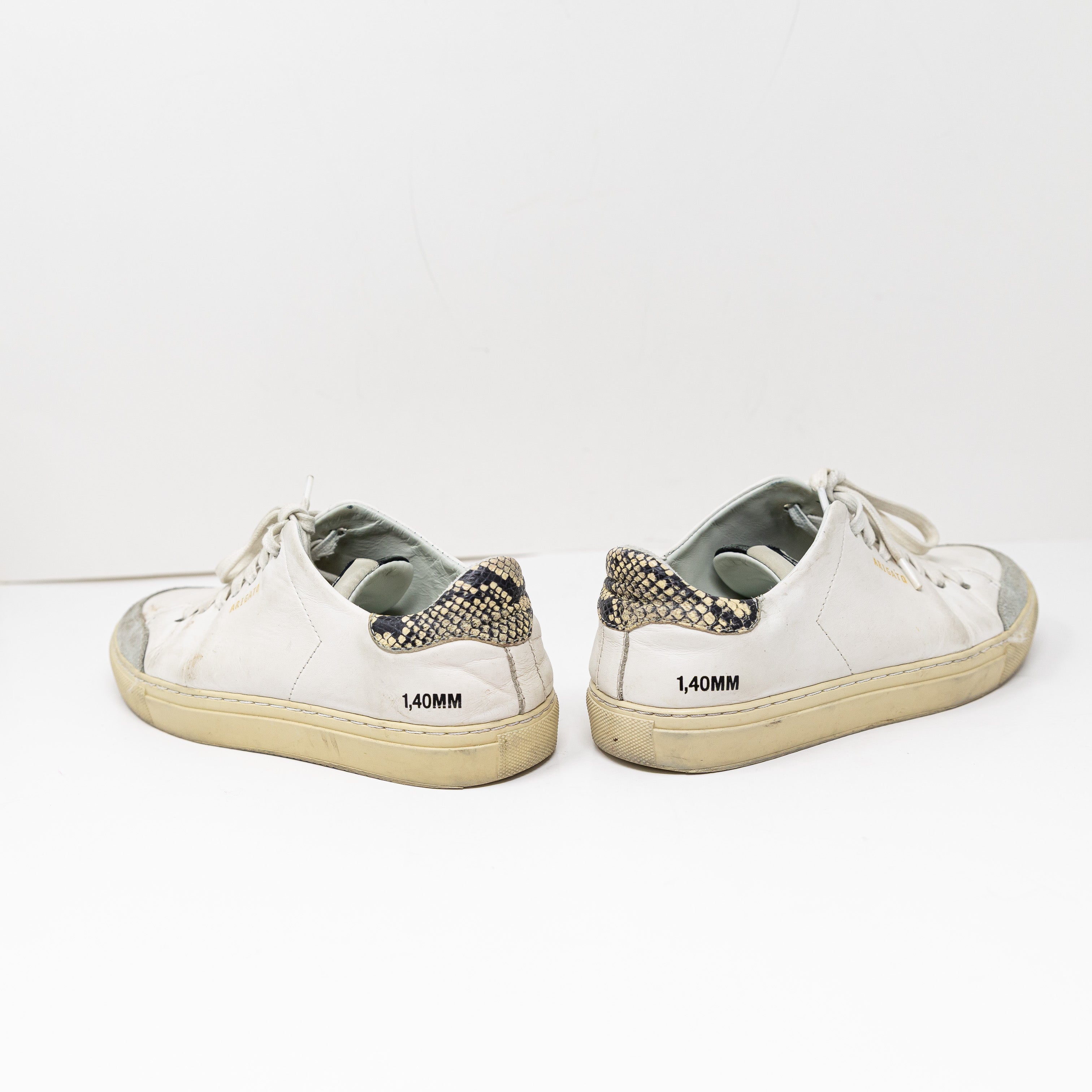 Axel Arigato White And Beige Snake Triple Clean 90 Leather Low Top Sneakers Shoe